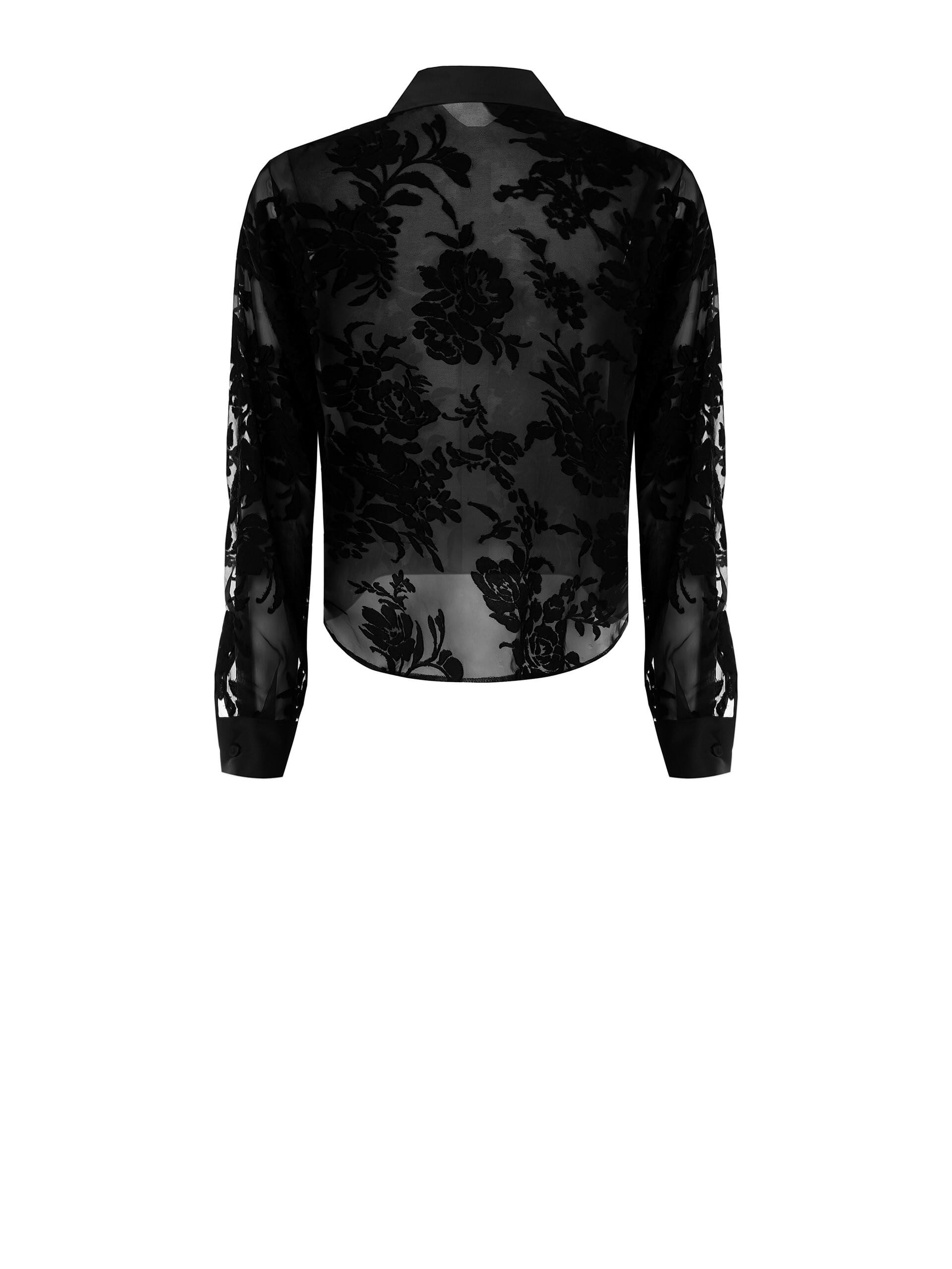 Camicia Ampia Asimmetrica In Jacquard Floccato Con Polsini E Colletto In Raso Rinascimento