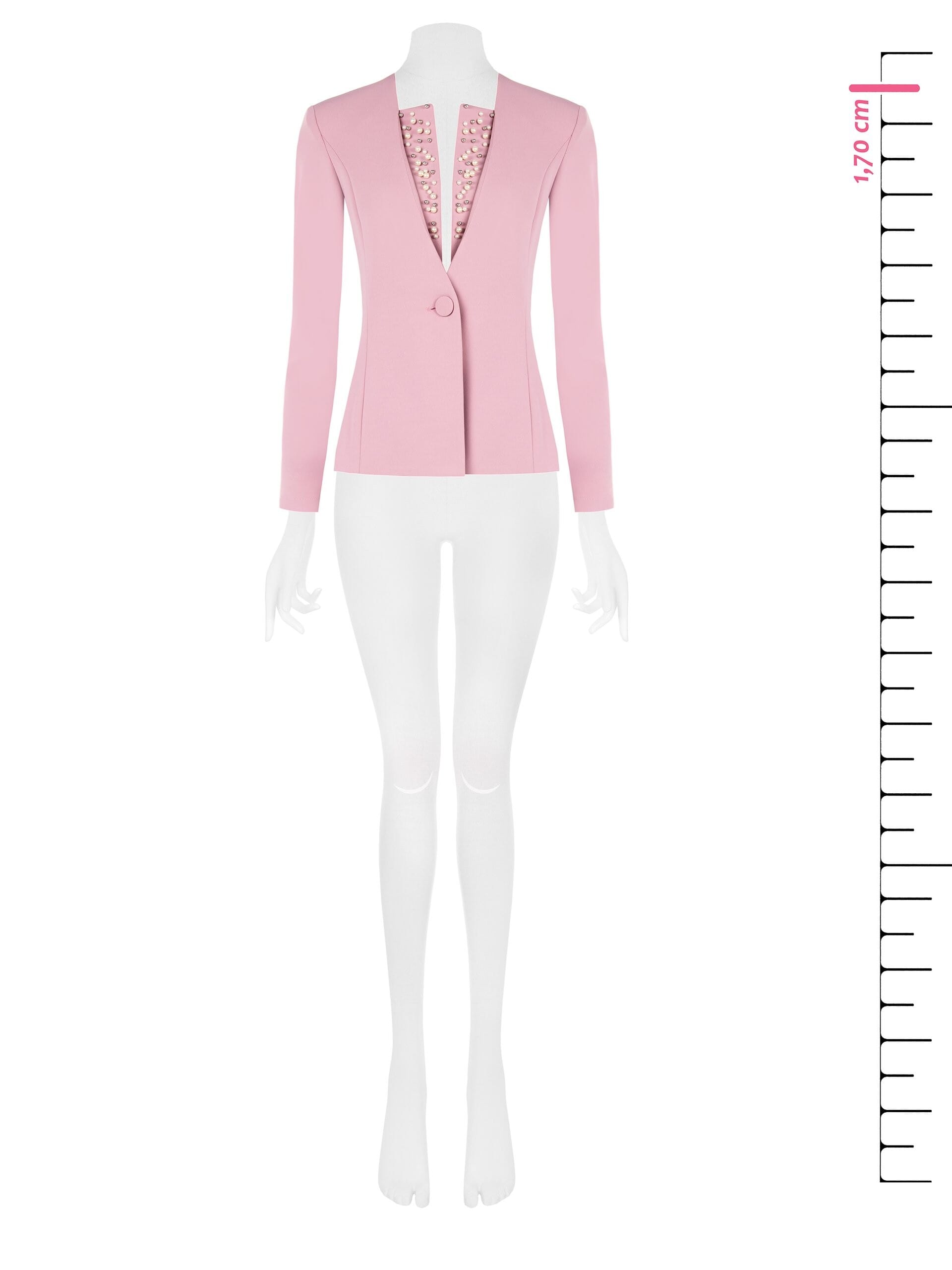 Crepe Scuba Blazer Jacket With Beads And Rhinestones Rinascimento