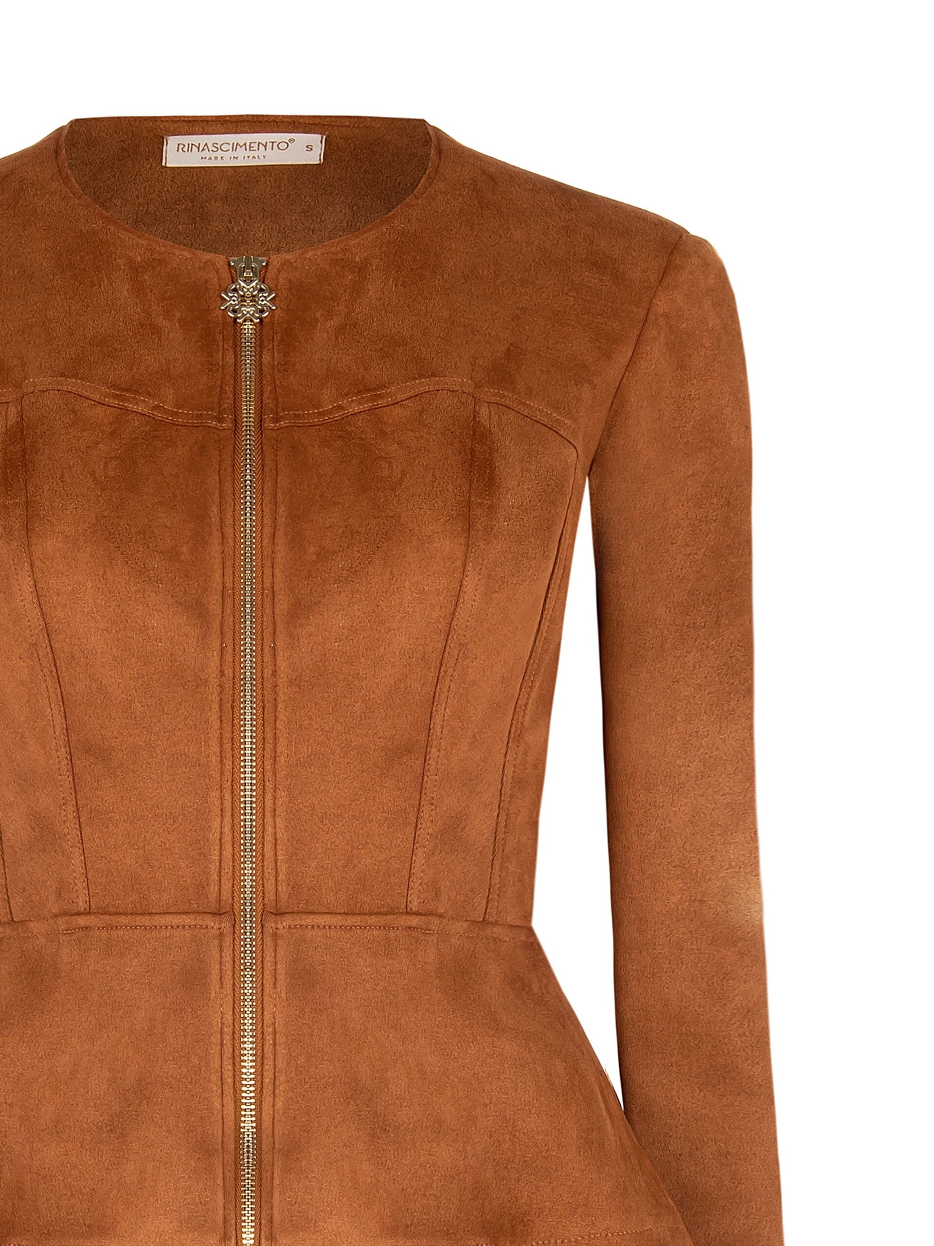 Giubbotto Sfiancato In Similpelle Scamosciata Con Spalline Rinascimento