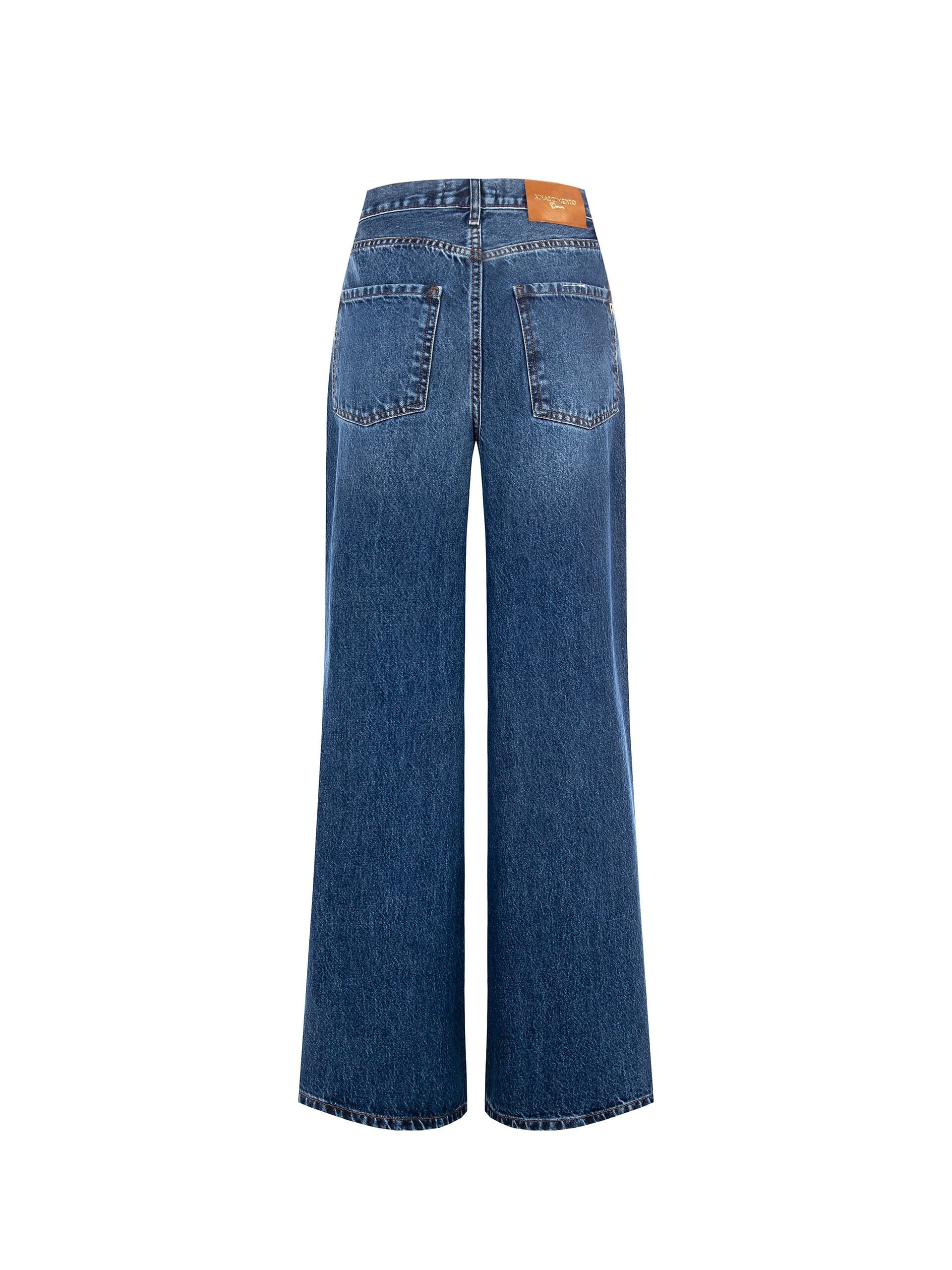 Jeans Wide Leg Con Targhetta R Nella Tasca Dietro Rinascimento