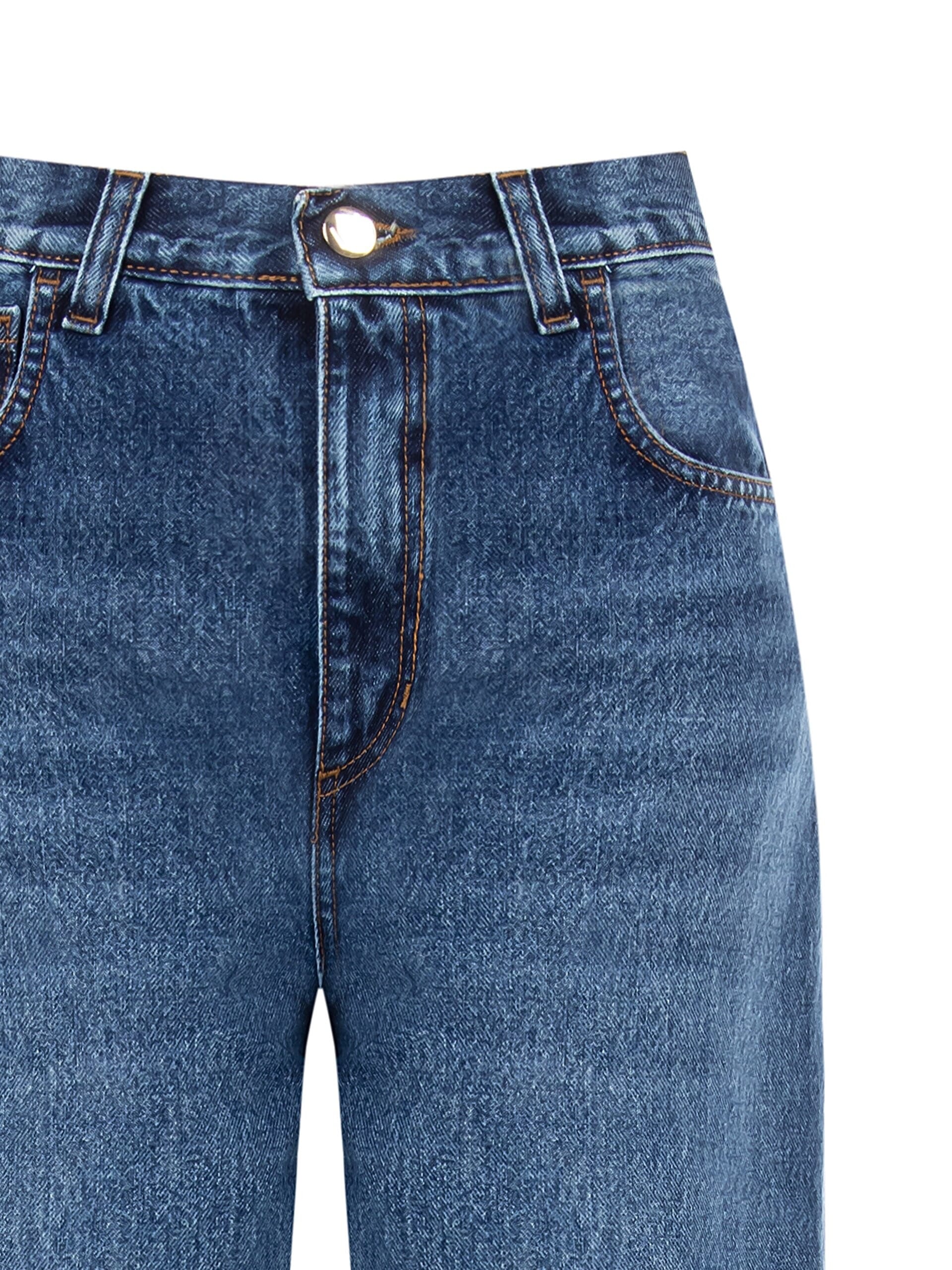 Jeans Wide Leg Con Targhetta R Nella Tasca Dietro Rinascimento