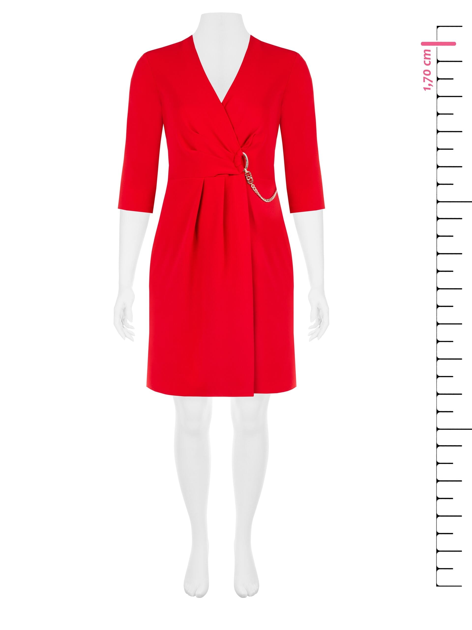 Curvy Sheath Short Dress In Scuba Crepe Crisscross With Rinascimento Curvy Chain Detail