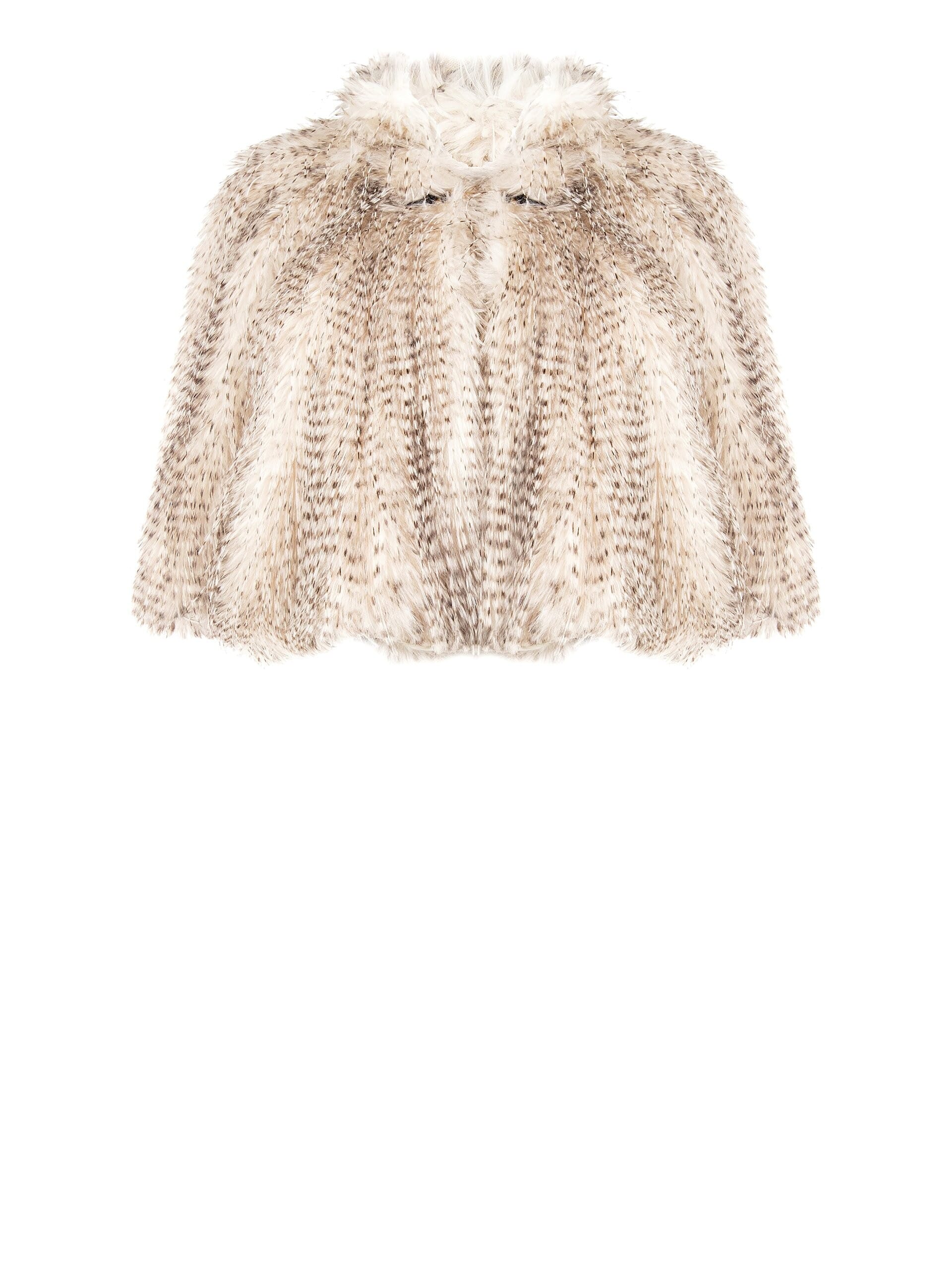 Rinascimento Curvy Short Faux Fur Coat With Collar And 3/4 Length Sleeves