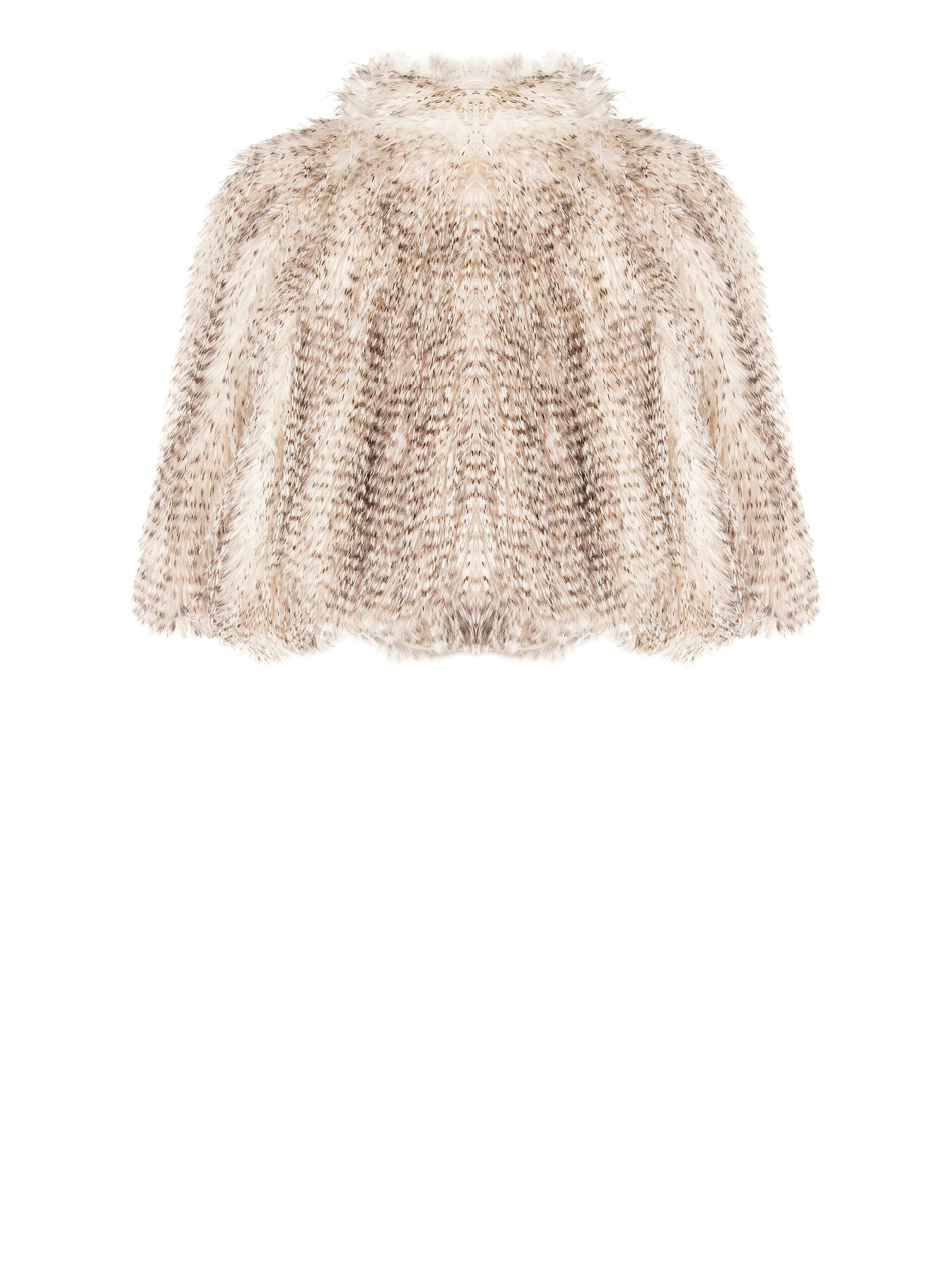 Rinascimento Curvy Short Faux Fur Coat With Collar And 3/4 Length Sleeves