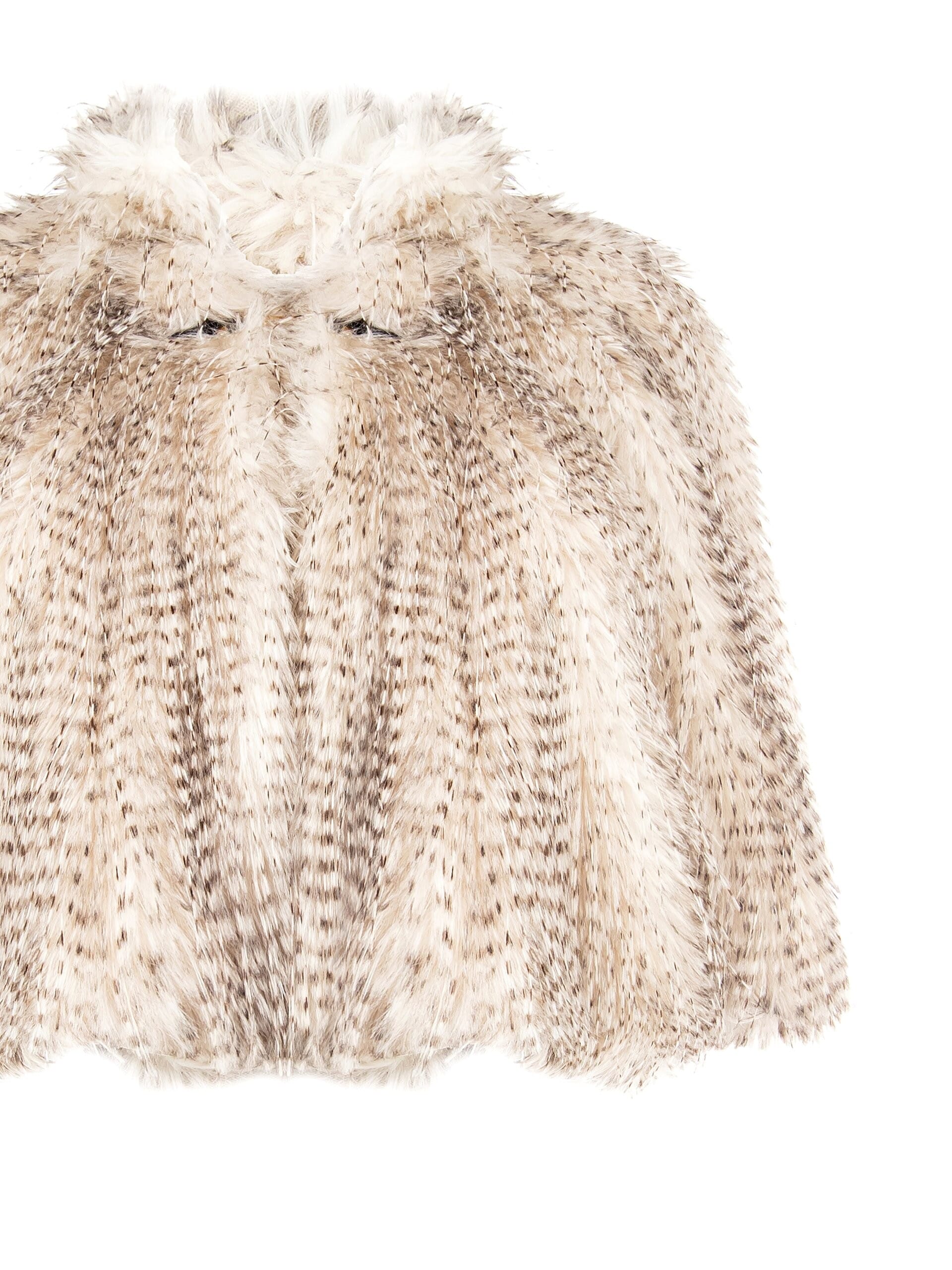 Rinascimento Curvy Short Faux Fur Coat With Collar And 3/4 Length Sleeves