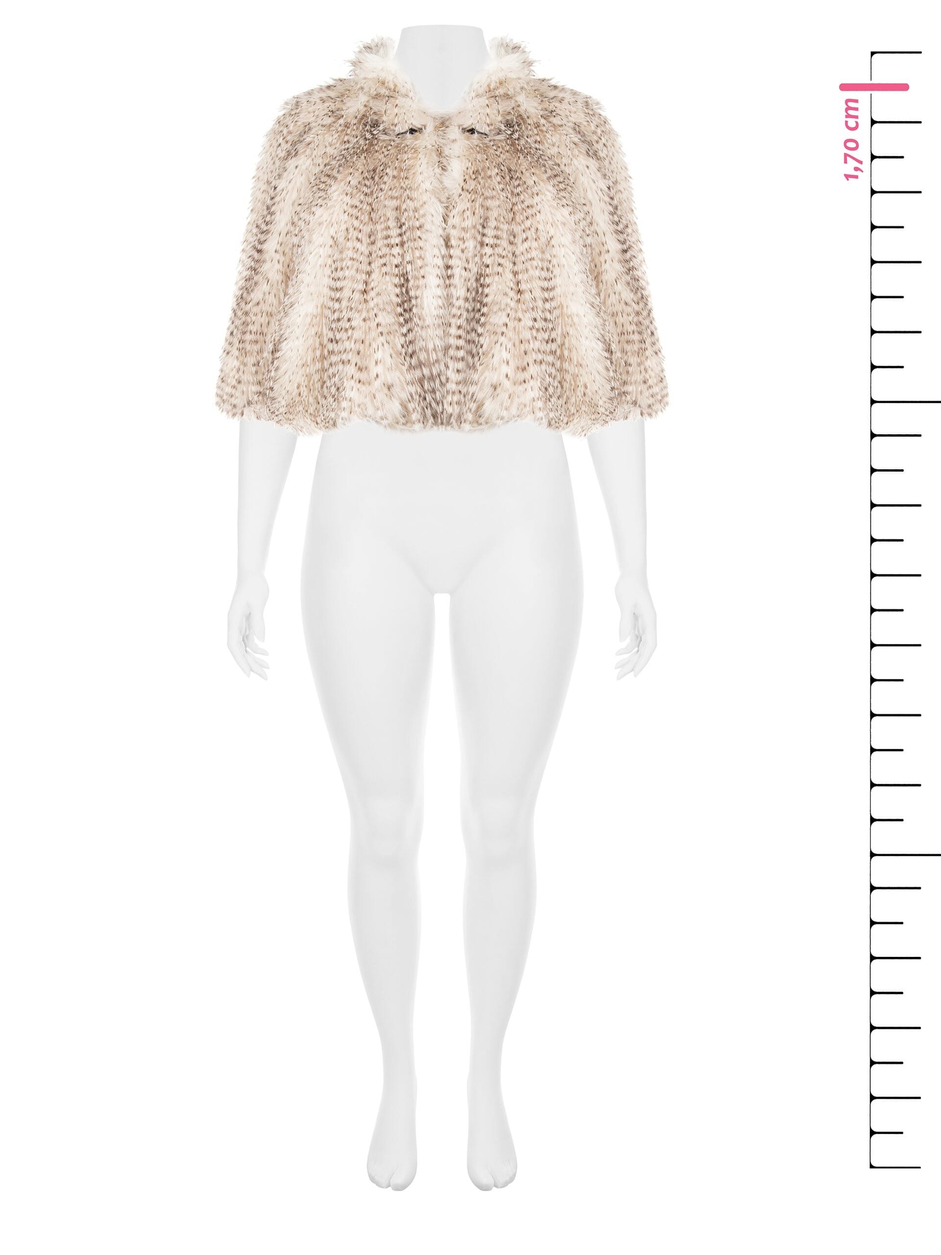 Rinascimento Curvy Short Faux Fur Coat With Collar And 3/4 Length Sleeves