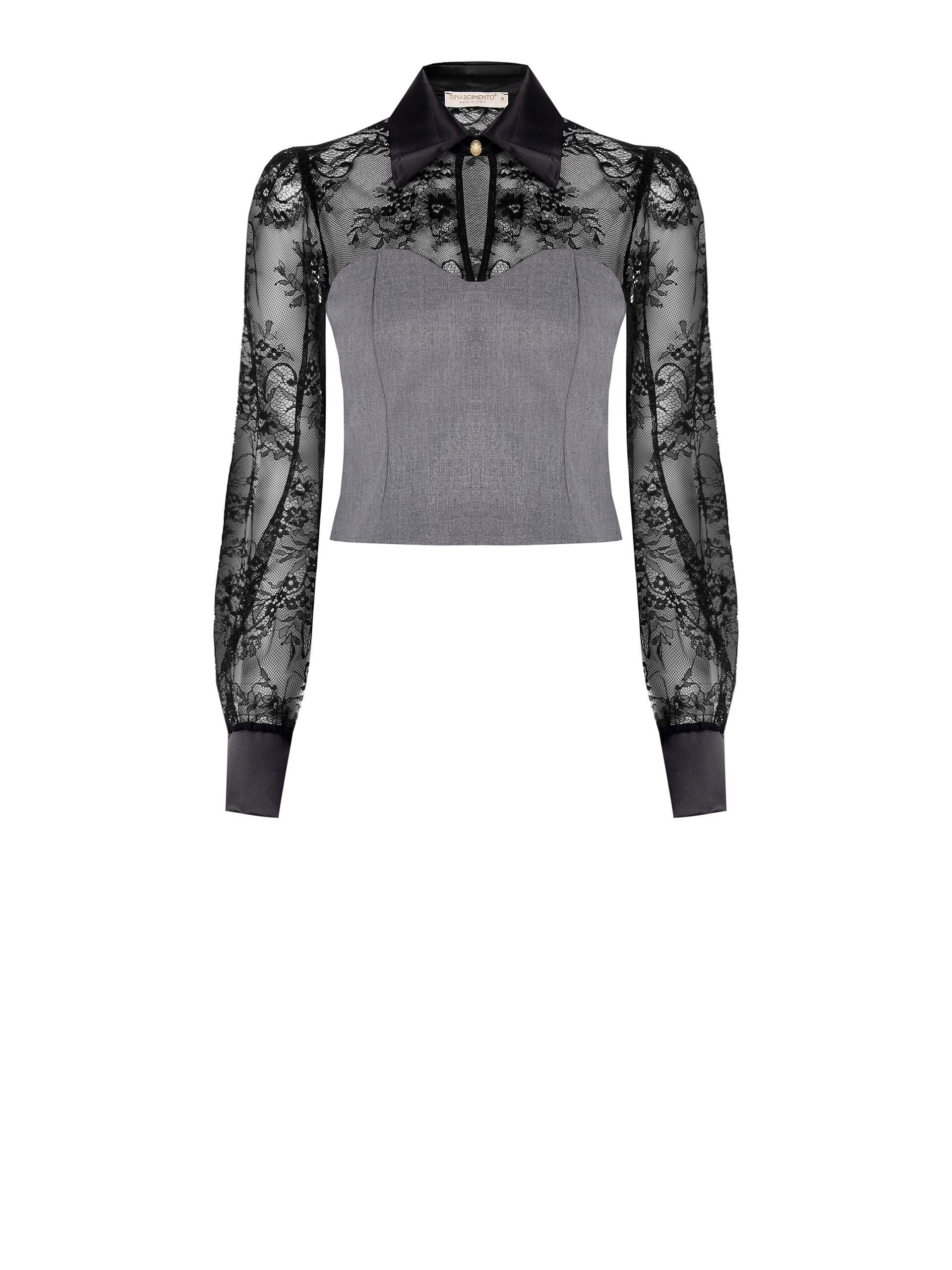 Top Bustier Con Pizzo E Colletto In Raso Rinascimento