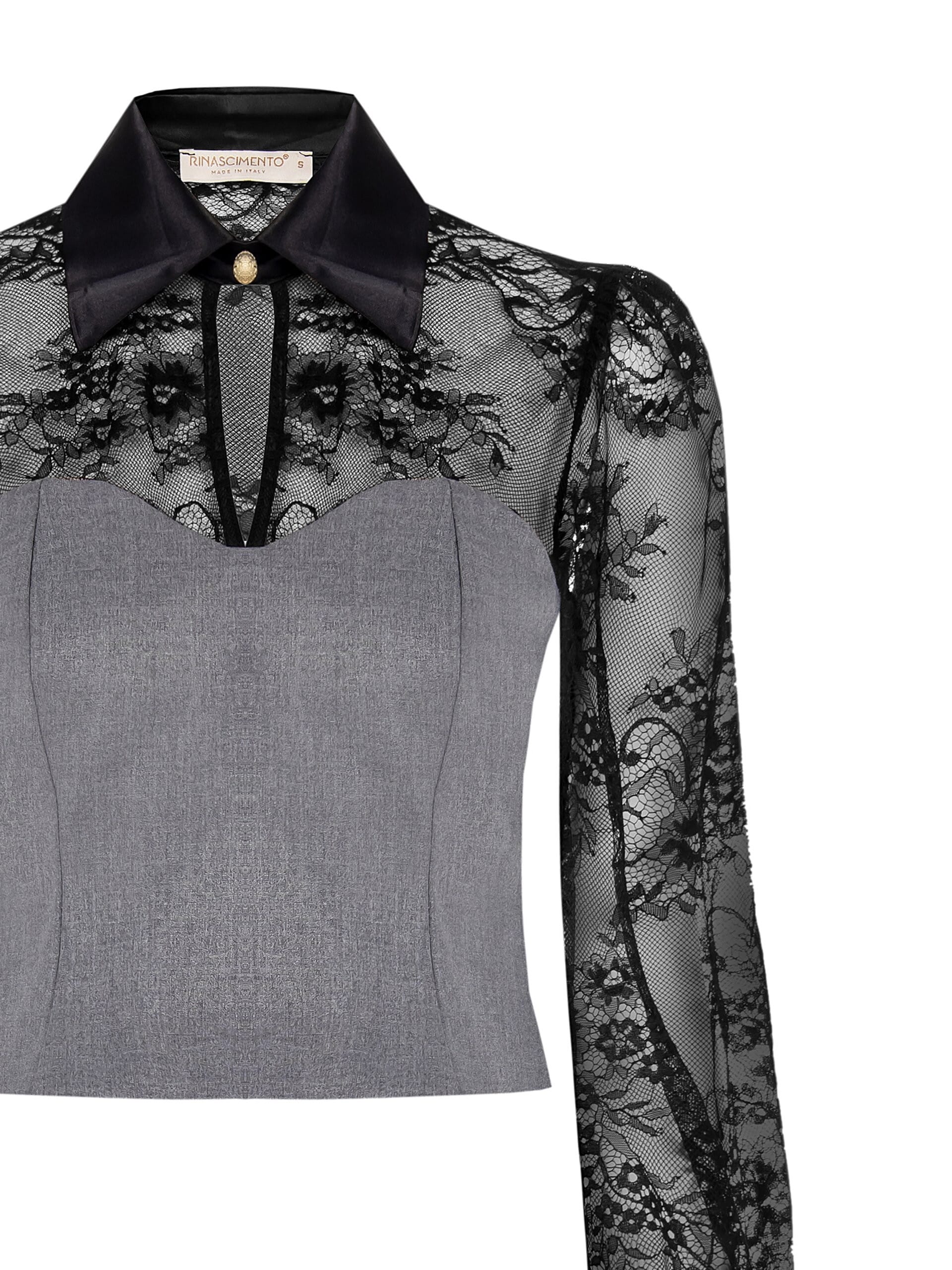 Top Bustier Con Pizzo E Colletto In Raso Rinascimento