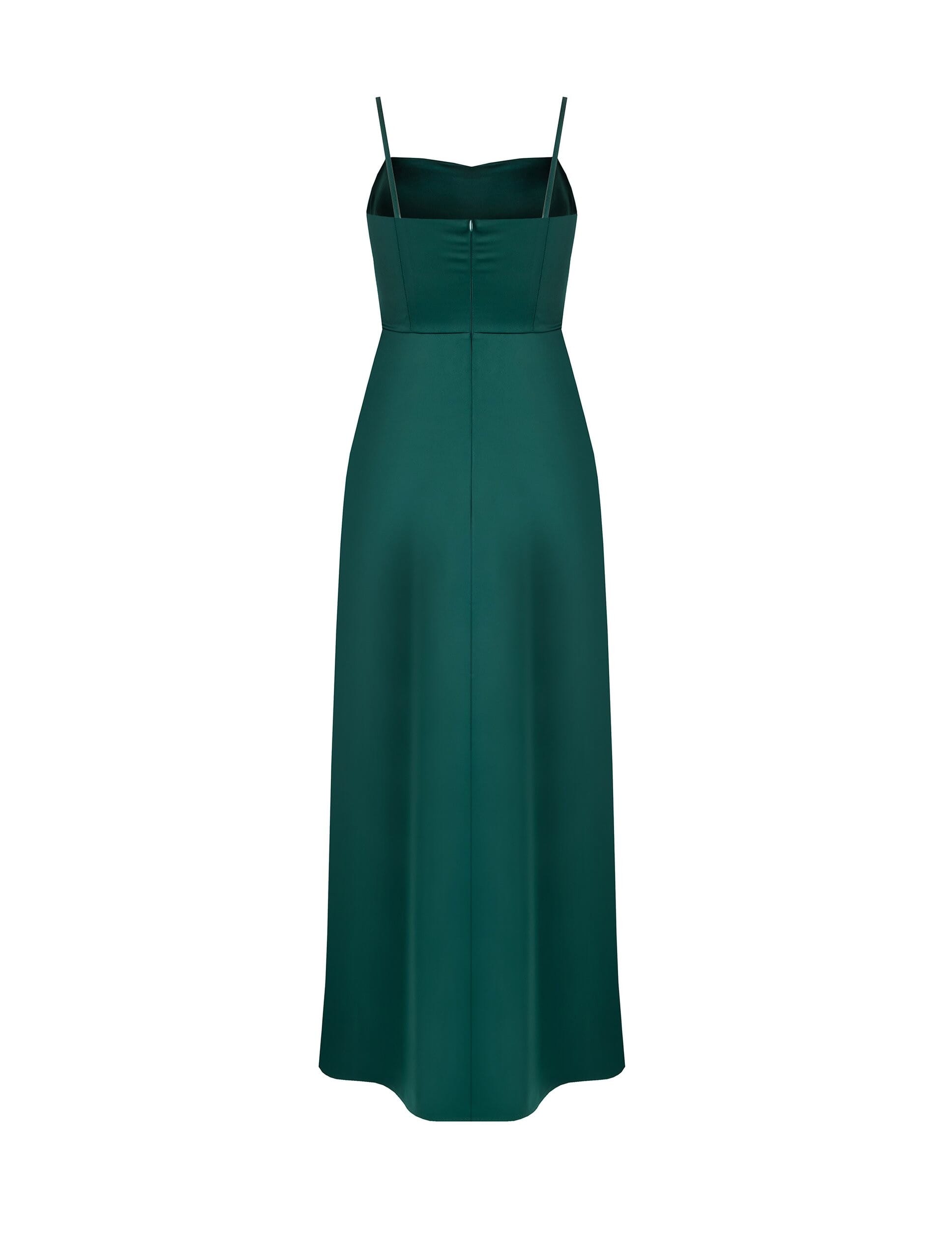 Abito Lungo Asimmetrico In Raso Con Rosa E Fascia In Vita Rinascimento