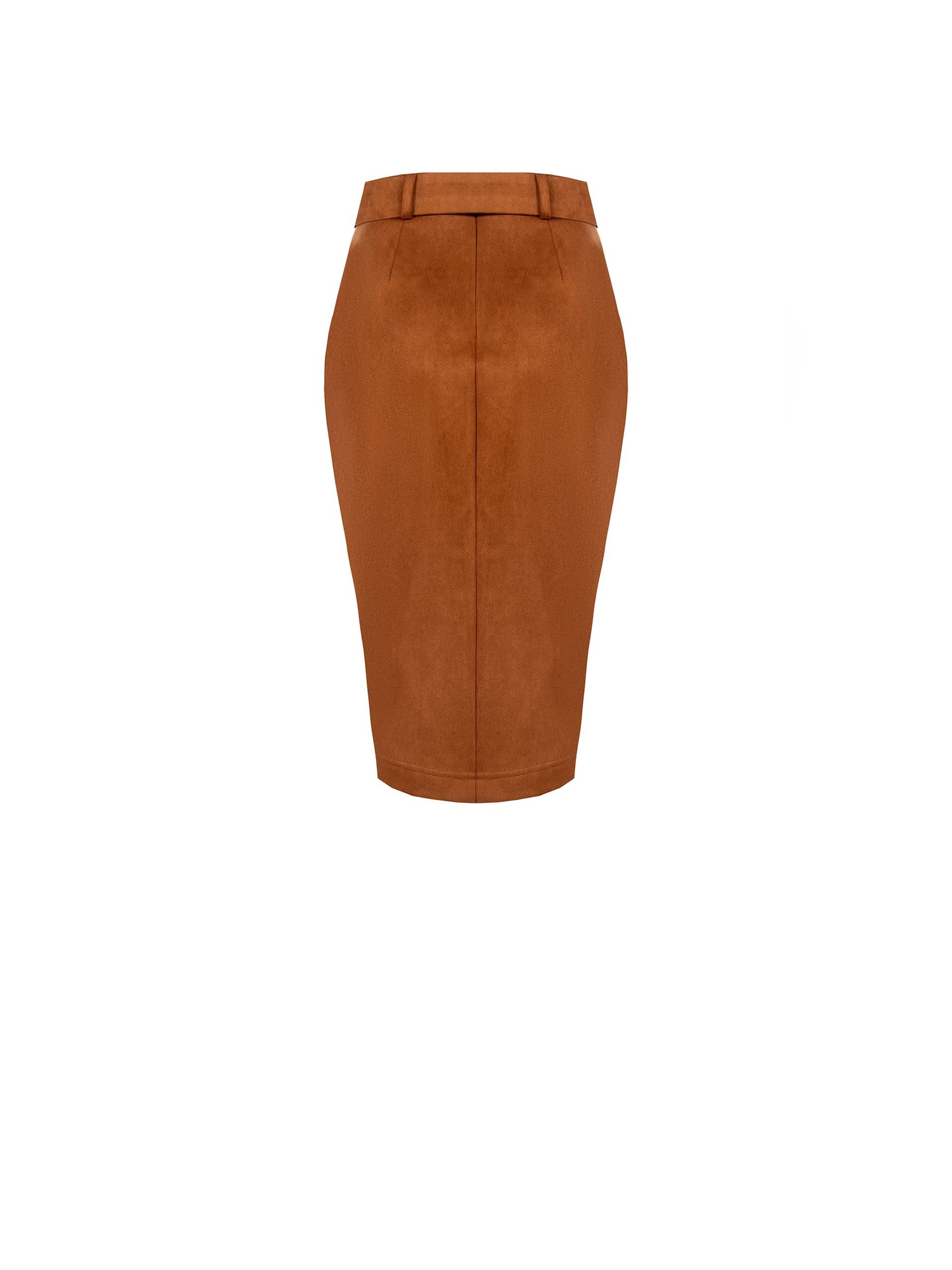 Gonna A Tubino In Similpelle Scamosciata Con Cintura Rigida Coordinata Rinascimento