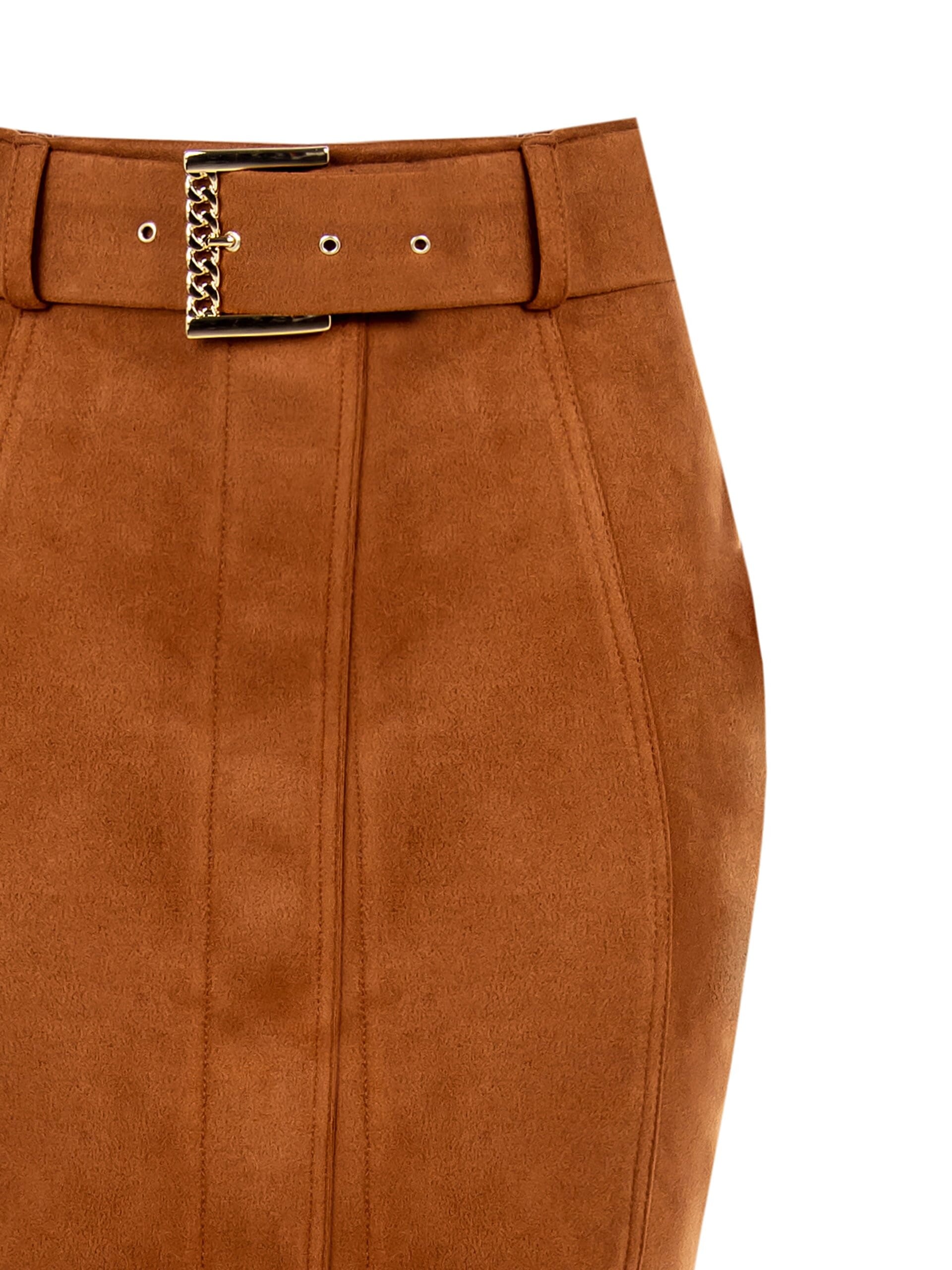 Gonna A Tubino In Similpelle Scamosciata Con Cintura Rigida Coordinata Rinascimento