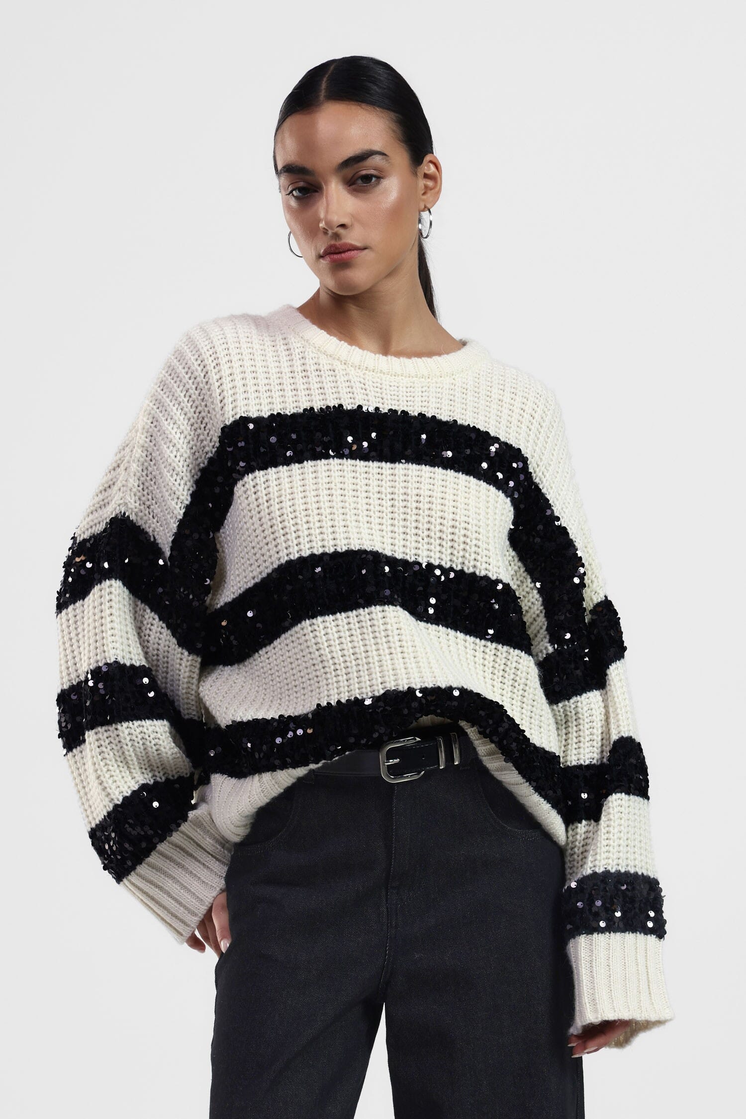 Maglione A Righe Con Paillettes Brillanti Dixie