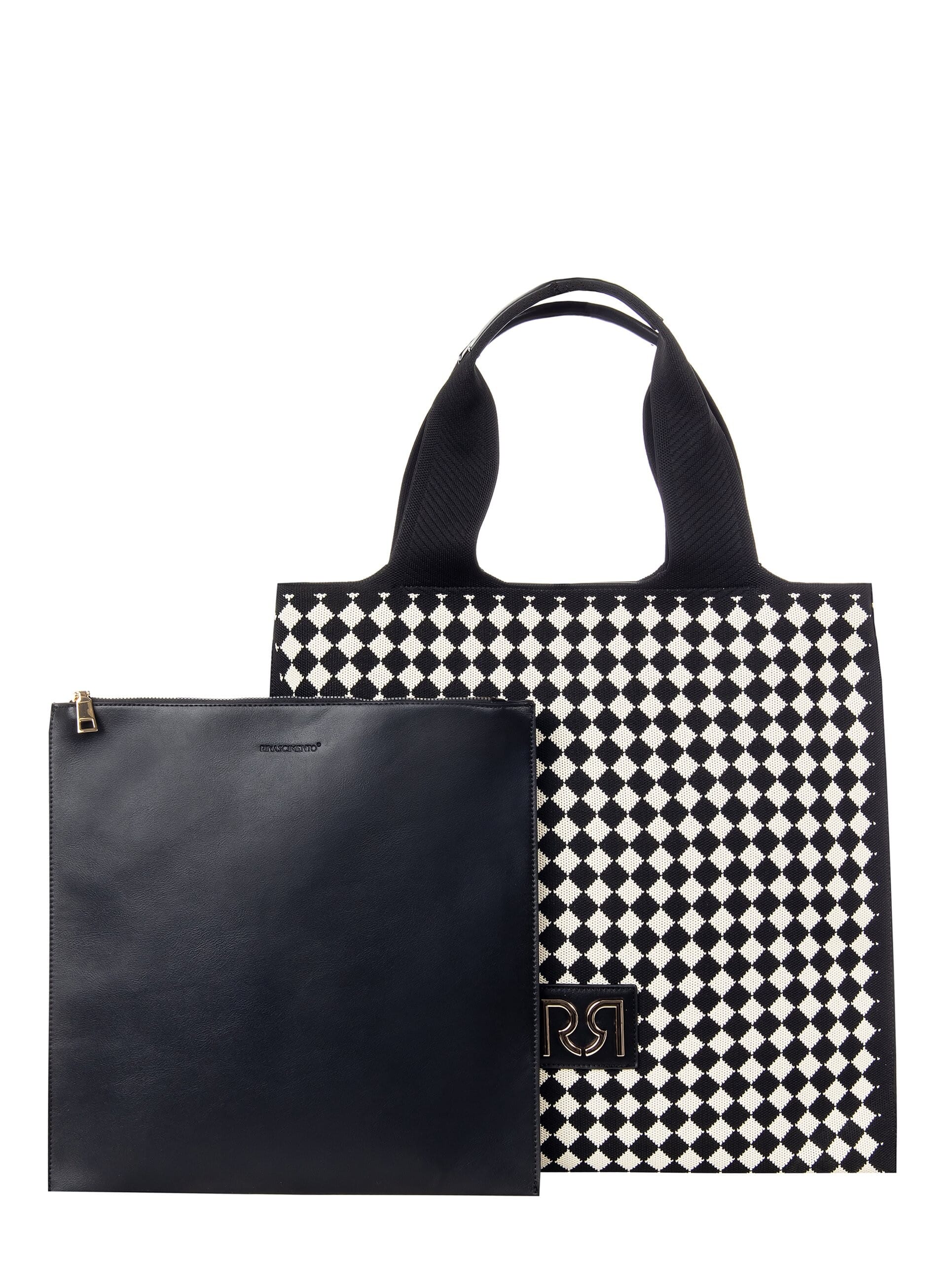 Borsa Shopper Maxi In Tela Con Pochette Interna E Tracolla Removibile Rinascimento