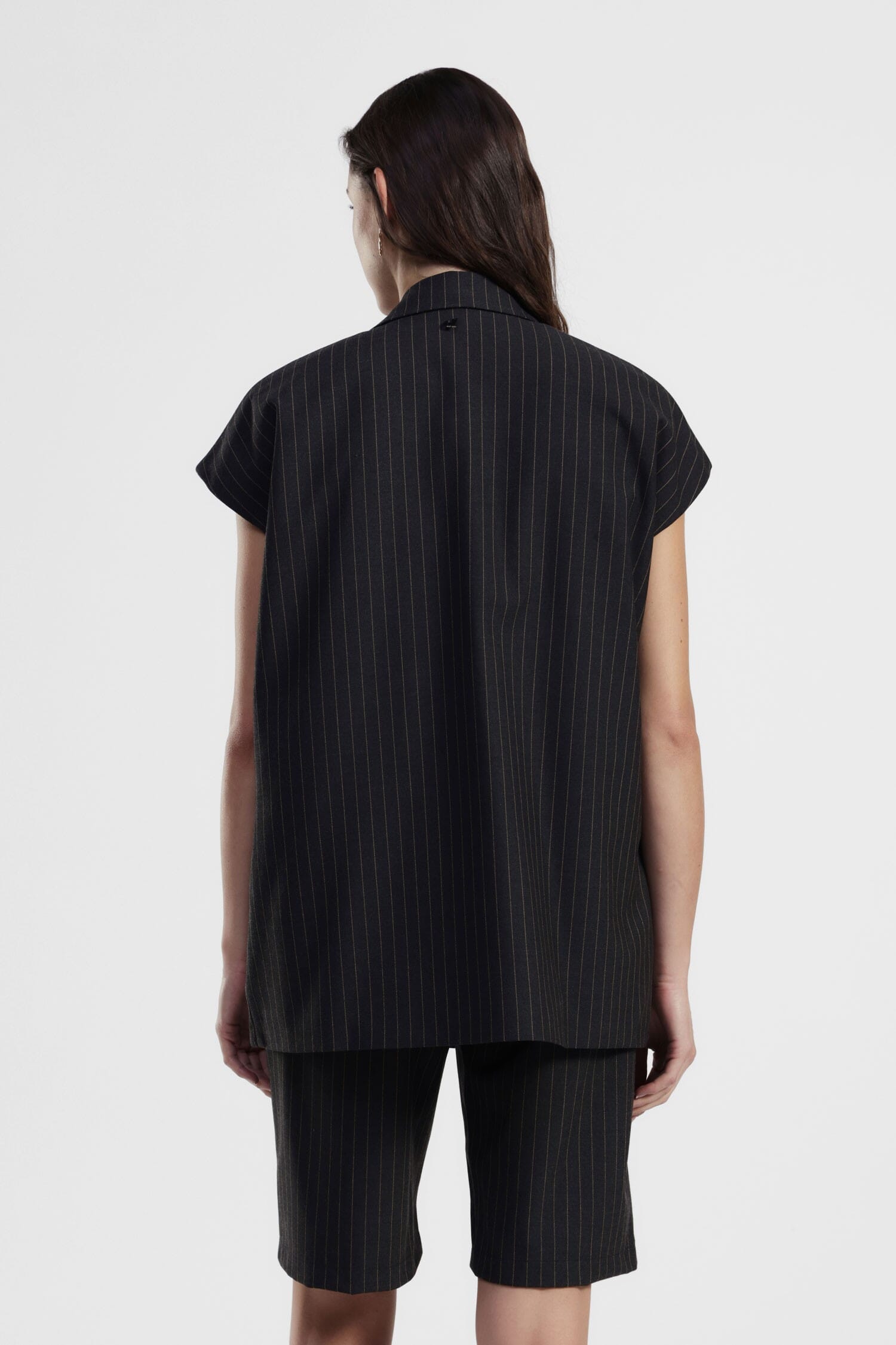 Oversized Striped Vest With Classic Revers Dixie