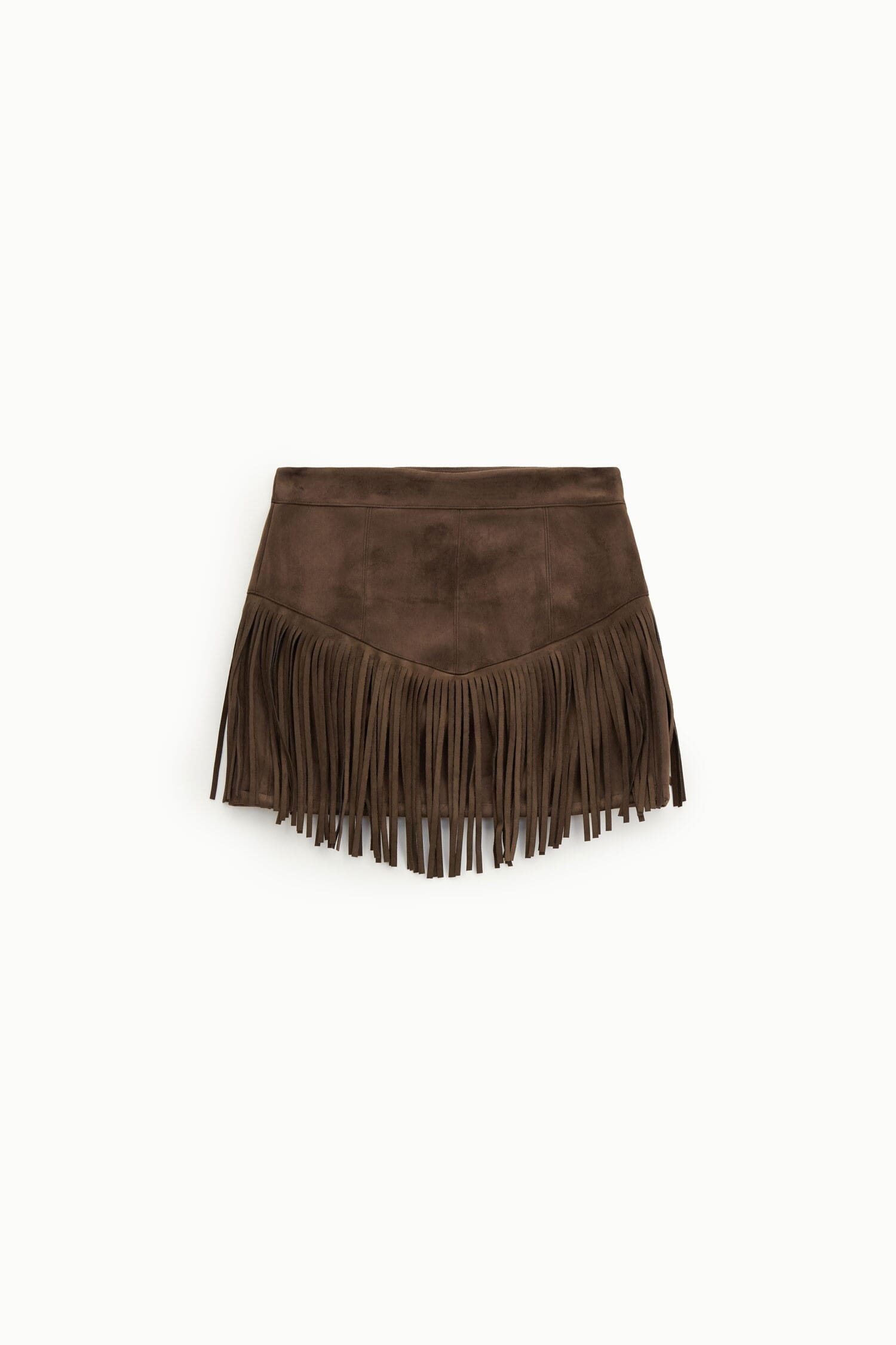 Jupe courte à franges et coupe en V Dixie