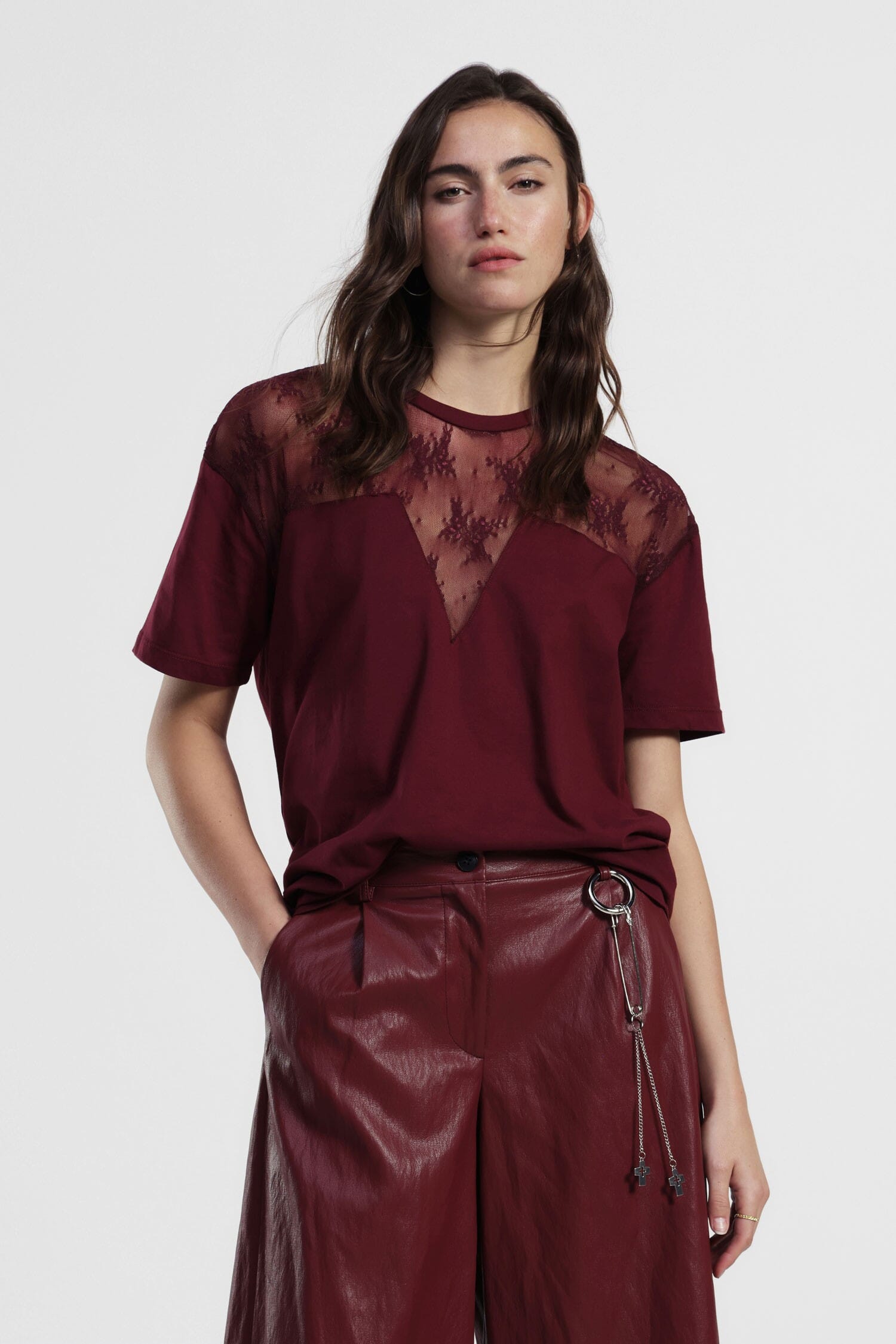 T-Shirt Maniche Corte Con Inserto Trasparente Dixie