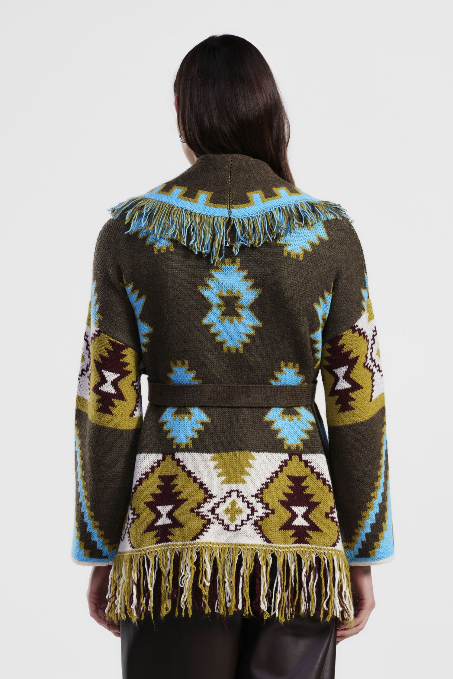 Manteau à franges et ceinture géométrique Dixie