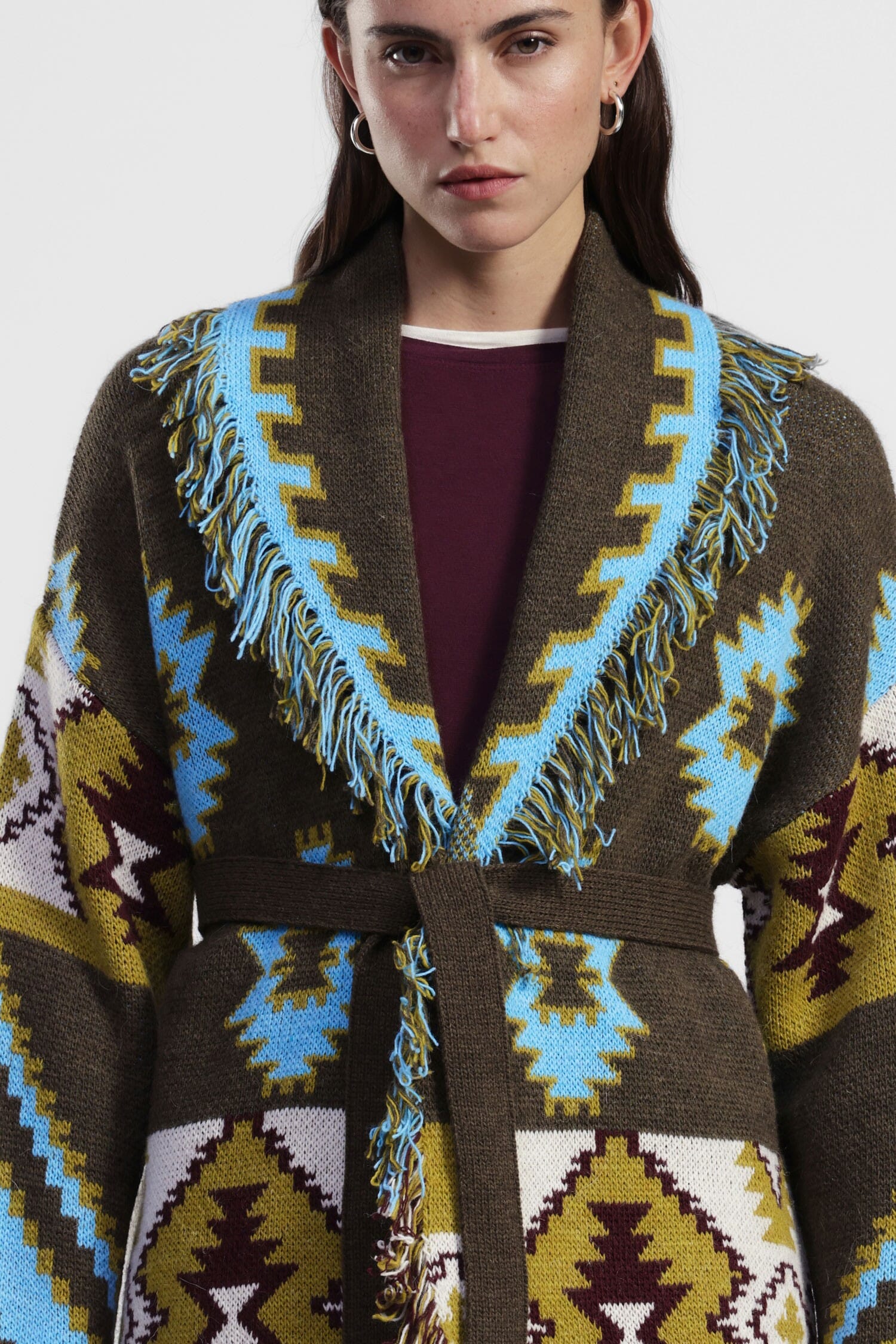 Manteau à franges et ceinture géométrique Dixie