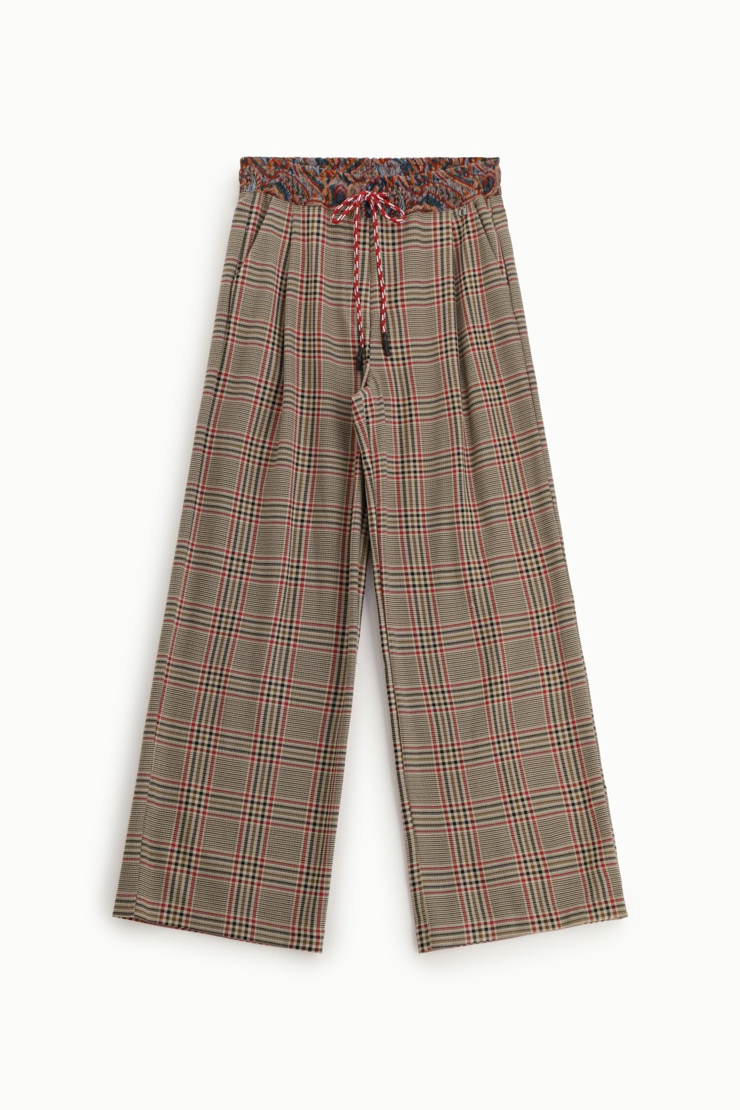 Pantaloni Palazzo A Quadri Con Vita Arricciata Dixie