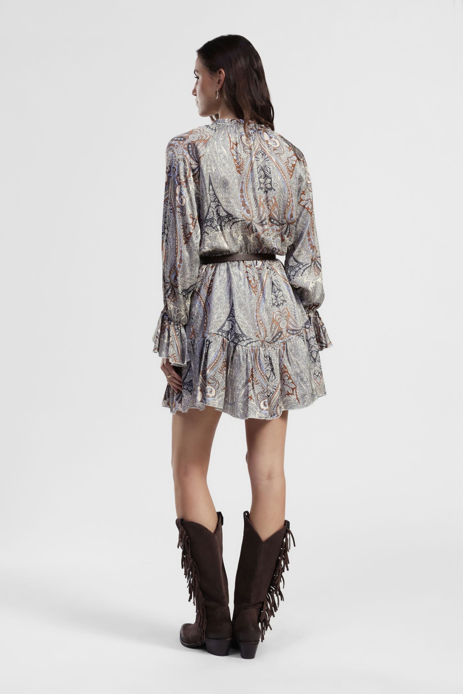 Paisley Pattern Short Dress With Dixie Belt