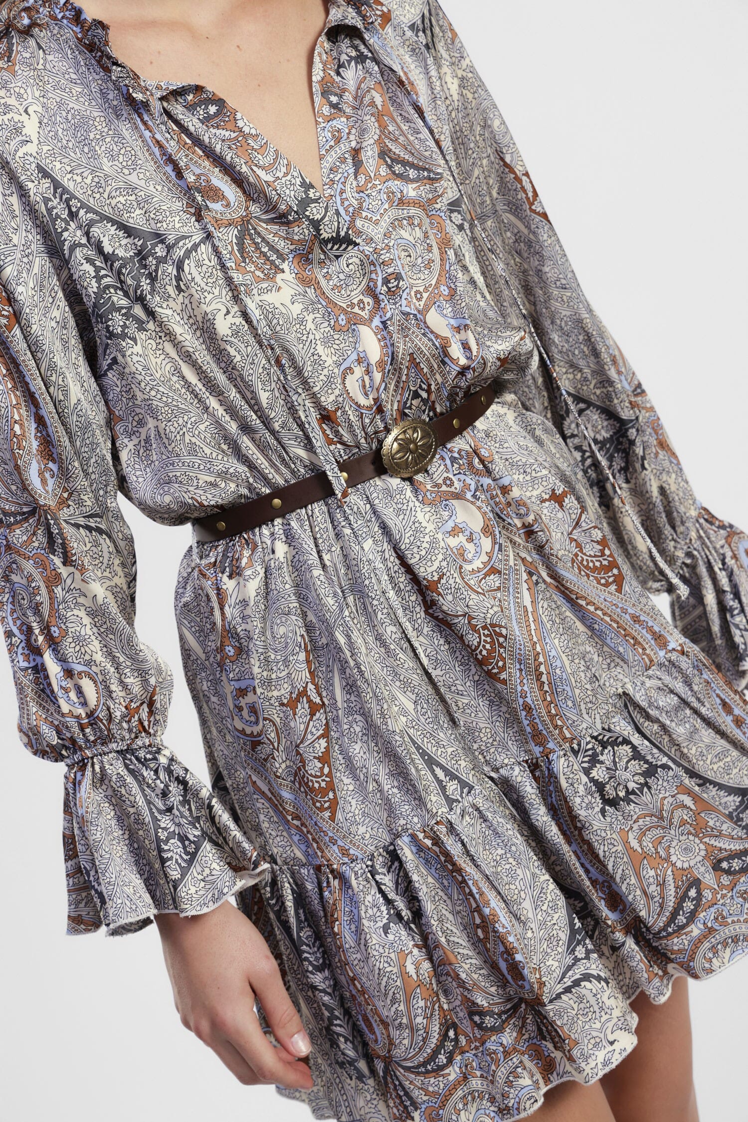 Paisley Pattern Short Dress With Dixie Belt