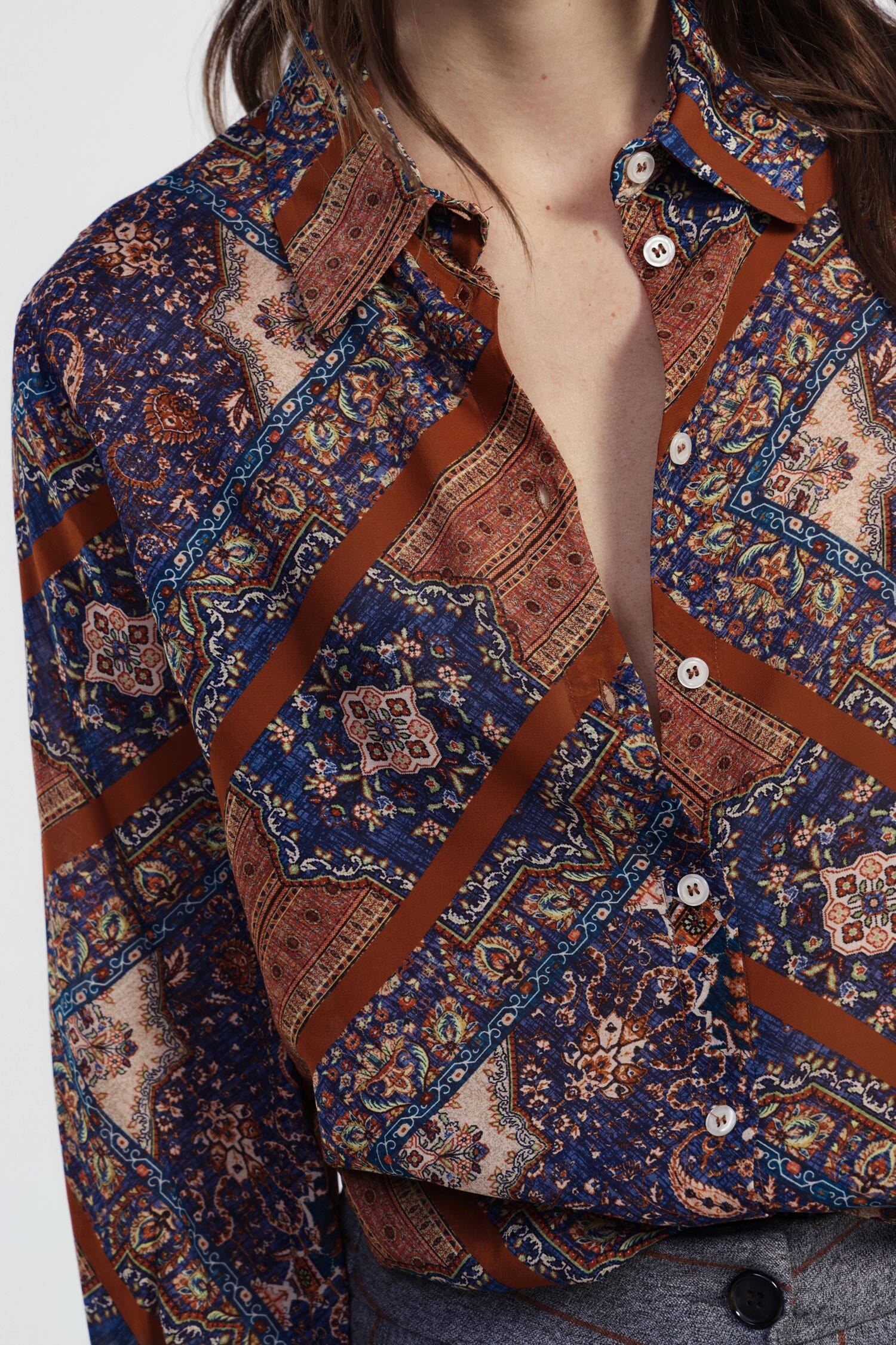 Chemise à motifs géométriques avec boutons sur le devant Dixie