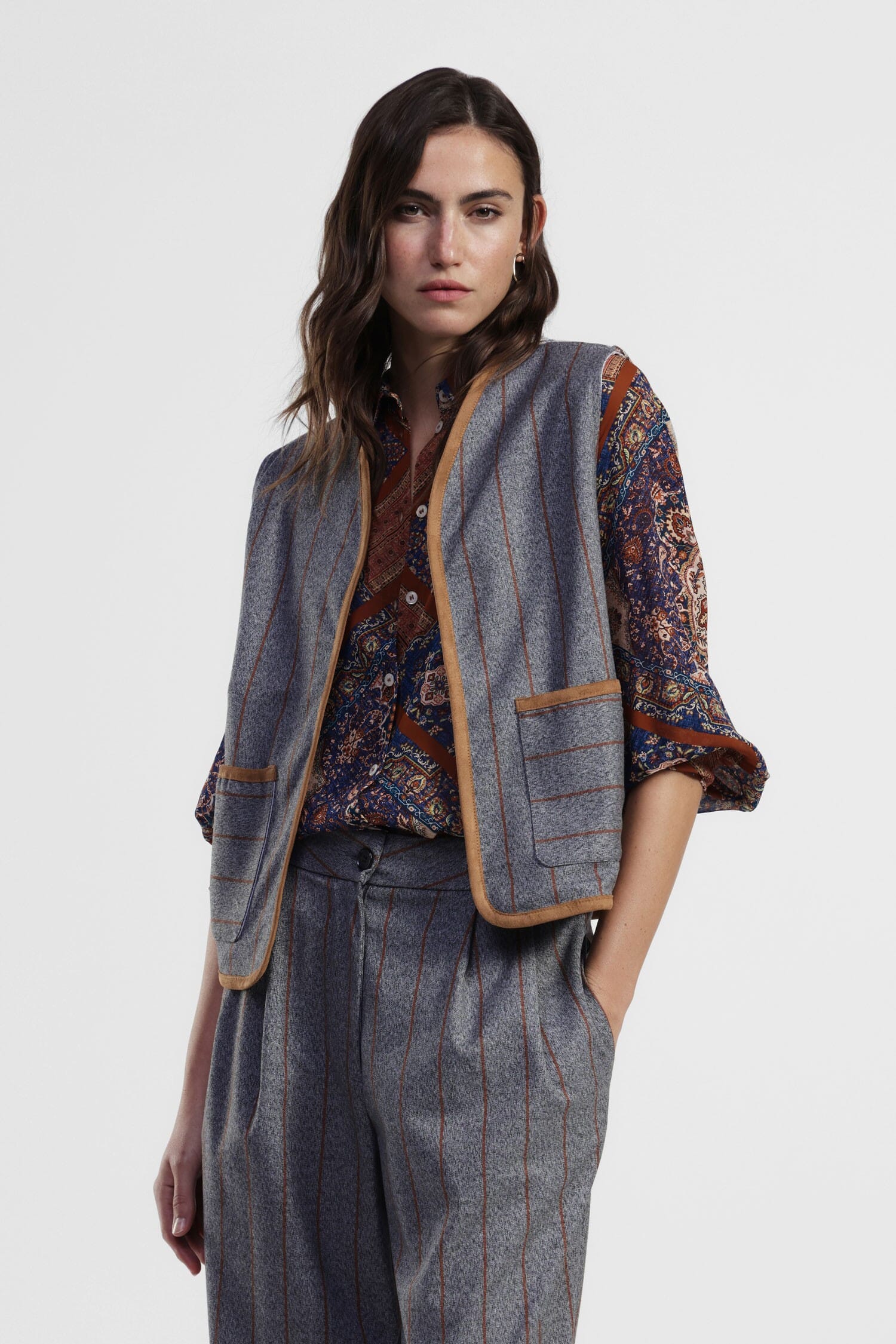 Gilet Fantasia Paisley E Righe Con Tasche Frontali Dixie