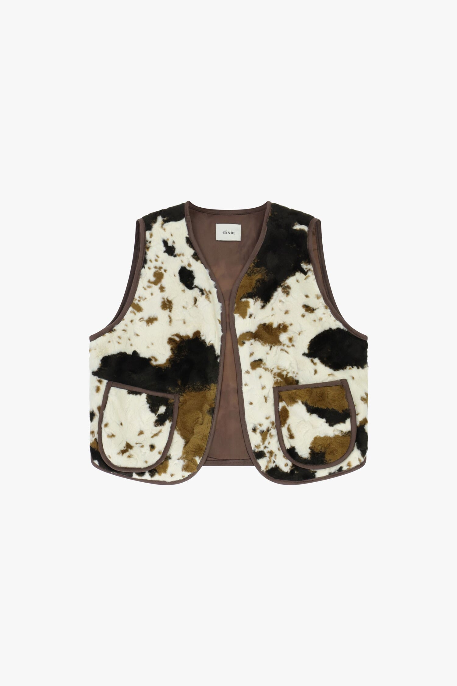 Sleeveless Fur Print Vest With Dixie Pockets