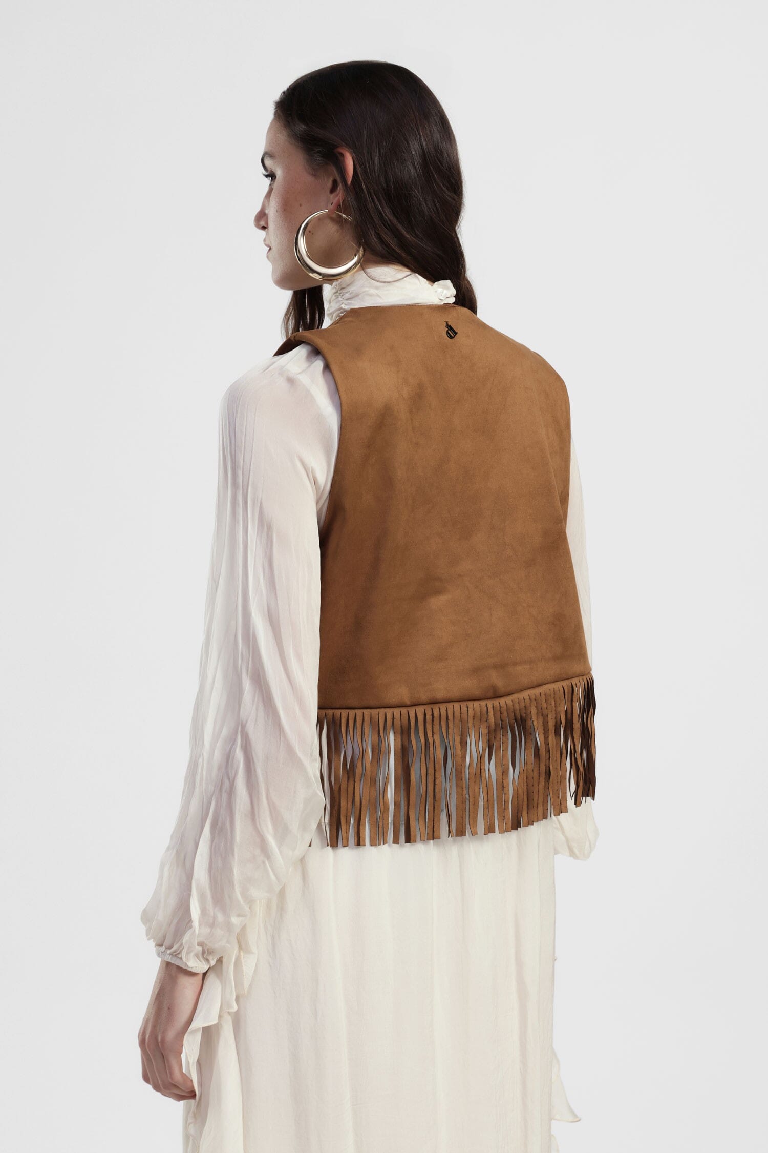 Gilet Con Frange Lunghe E Borchie Decorative Dixie