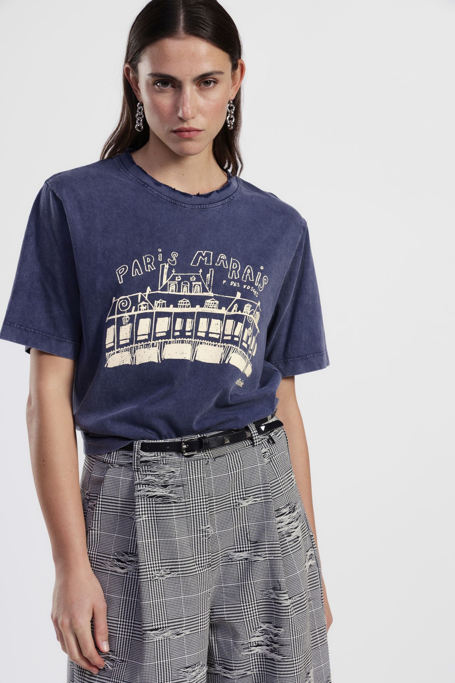 T-Shirt Girocollo Stampa Paris Marais Dixie