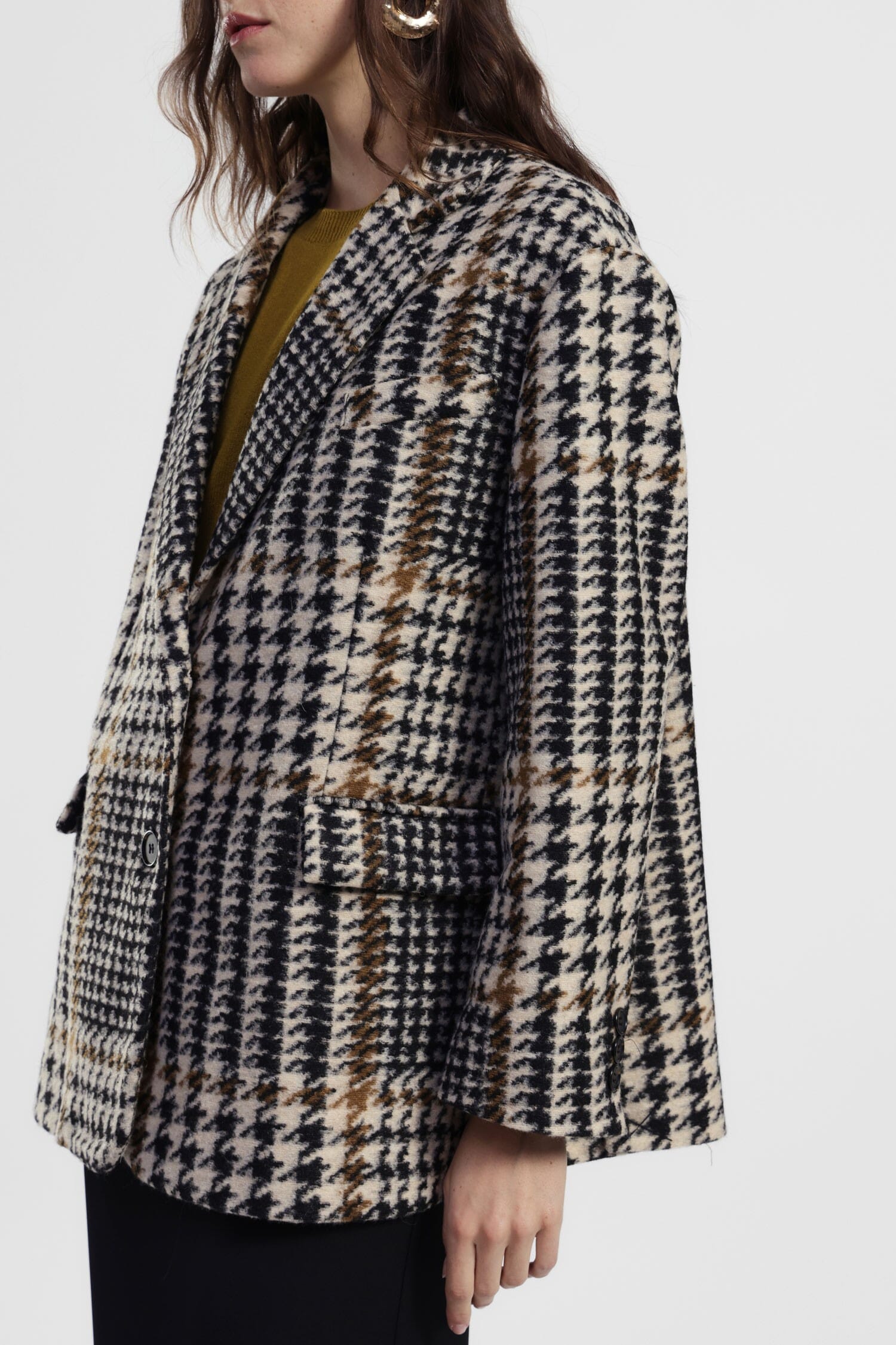 Blazer Fantasia Pied De Poule Con Bottoni Frontali Dixie