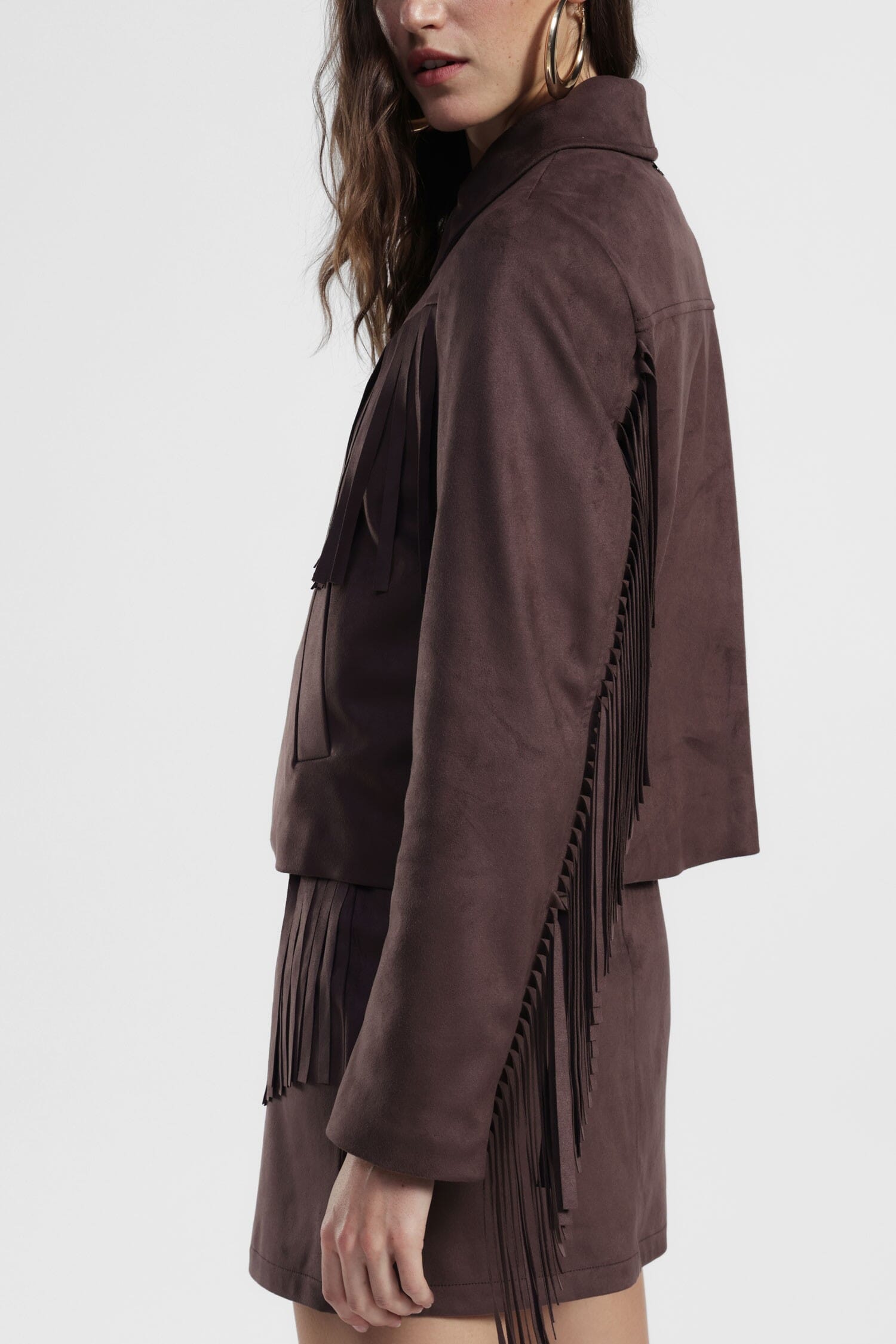 Blazer Corto Con Frange E Zip Frontale Dixie