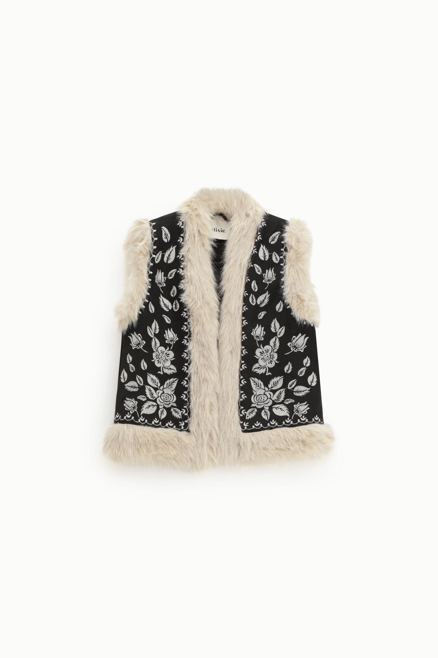 Gilet Smanicato Con Ricamo Floreale E Profili Pelosi Dixie