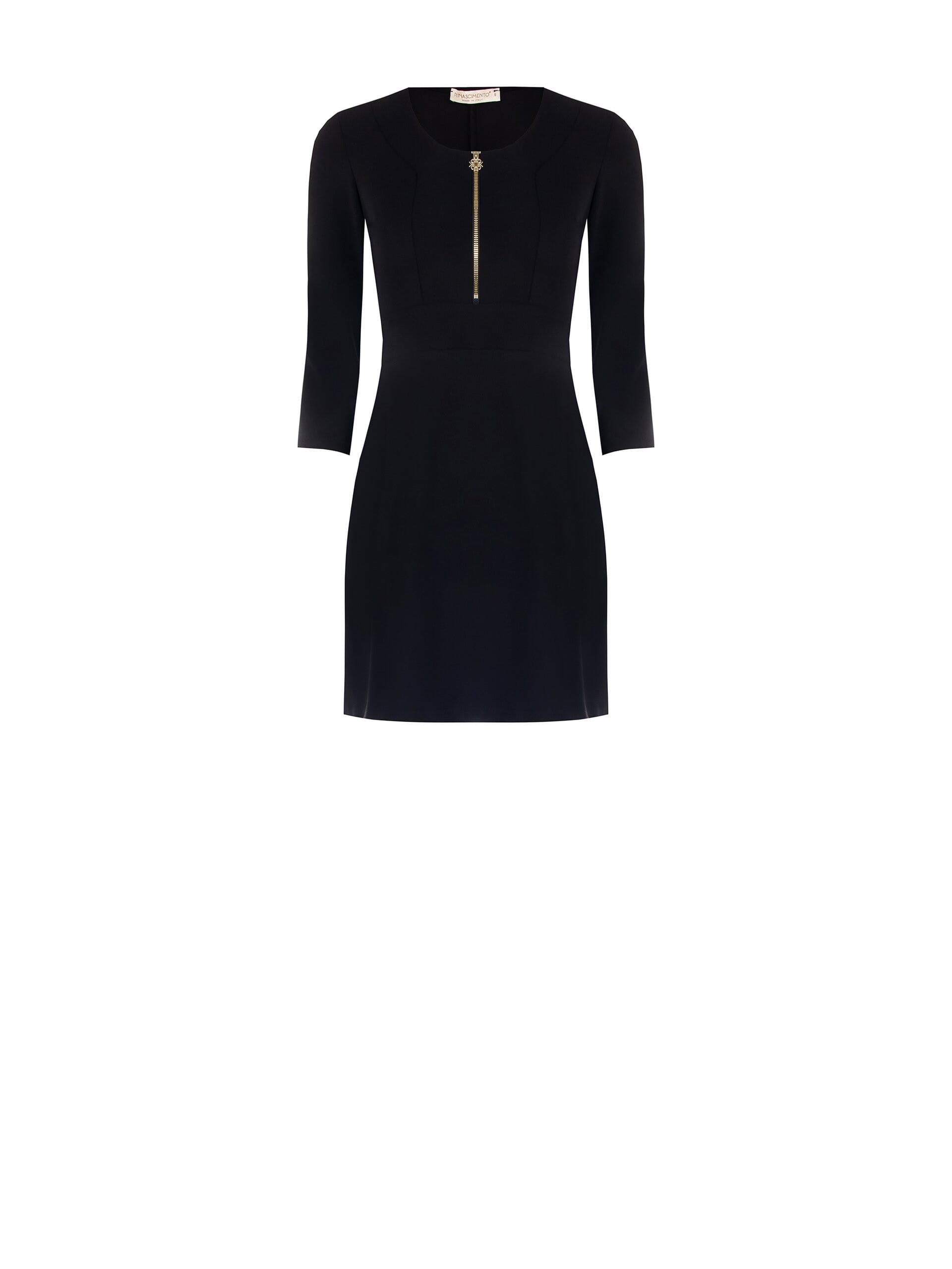 Abito Corto A Ruota In Scuba Crepe Con Maniche A 3/4 Rinascimento