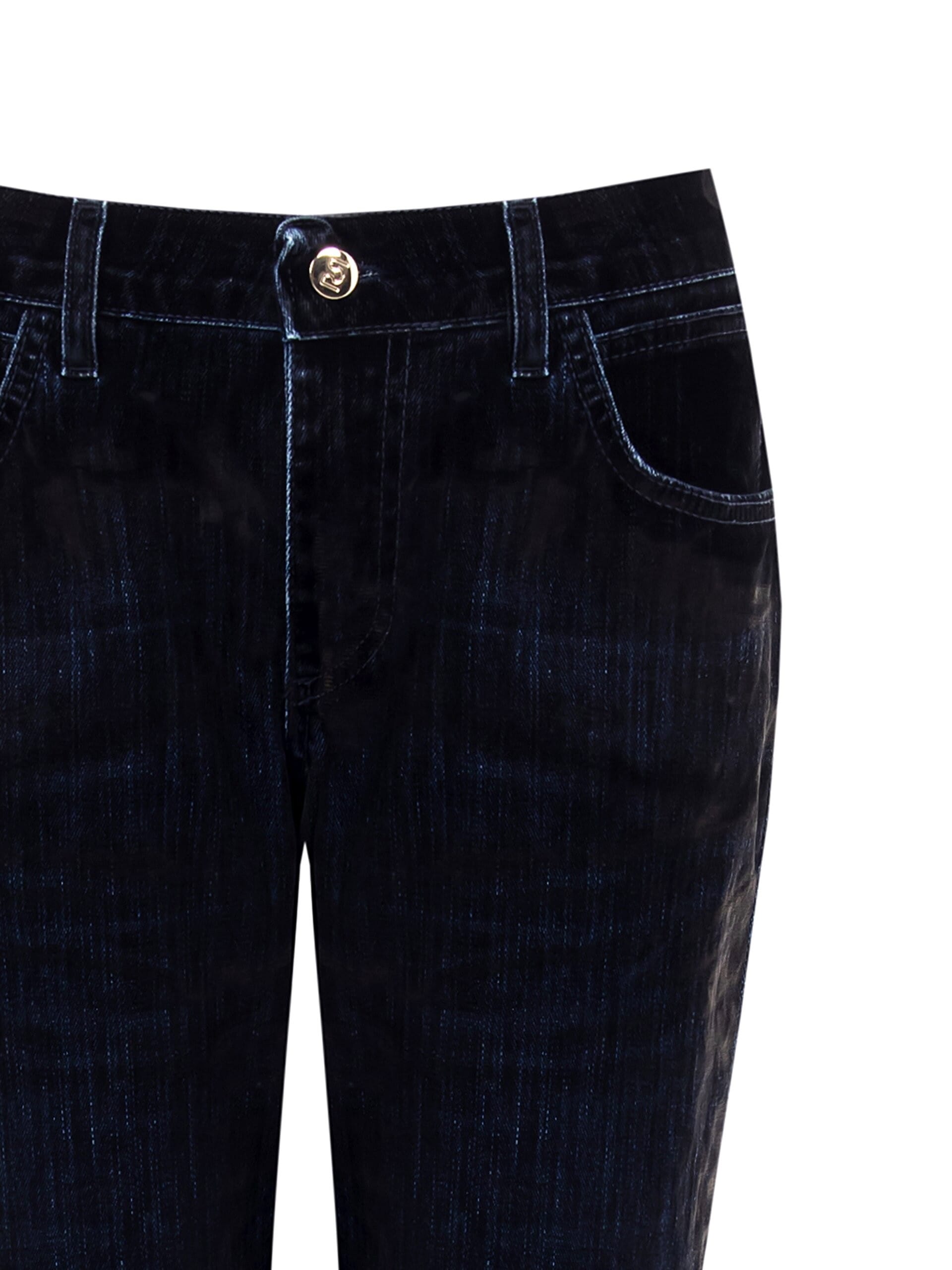 Pantaloni A Sigaretta In Velluto Effetto Denim Rinascimento