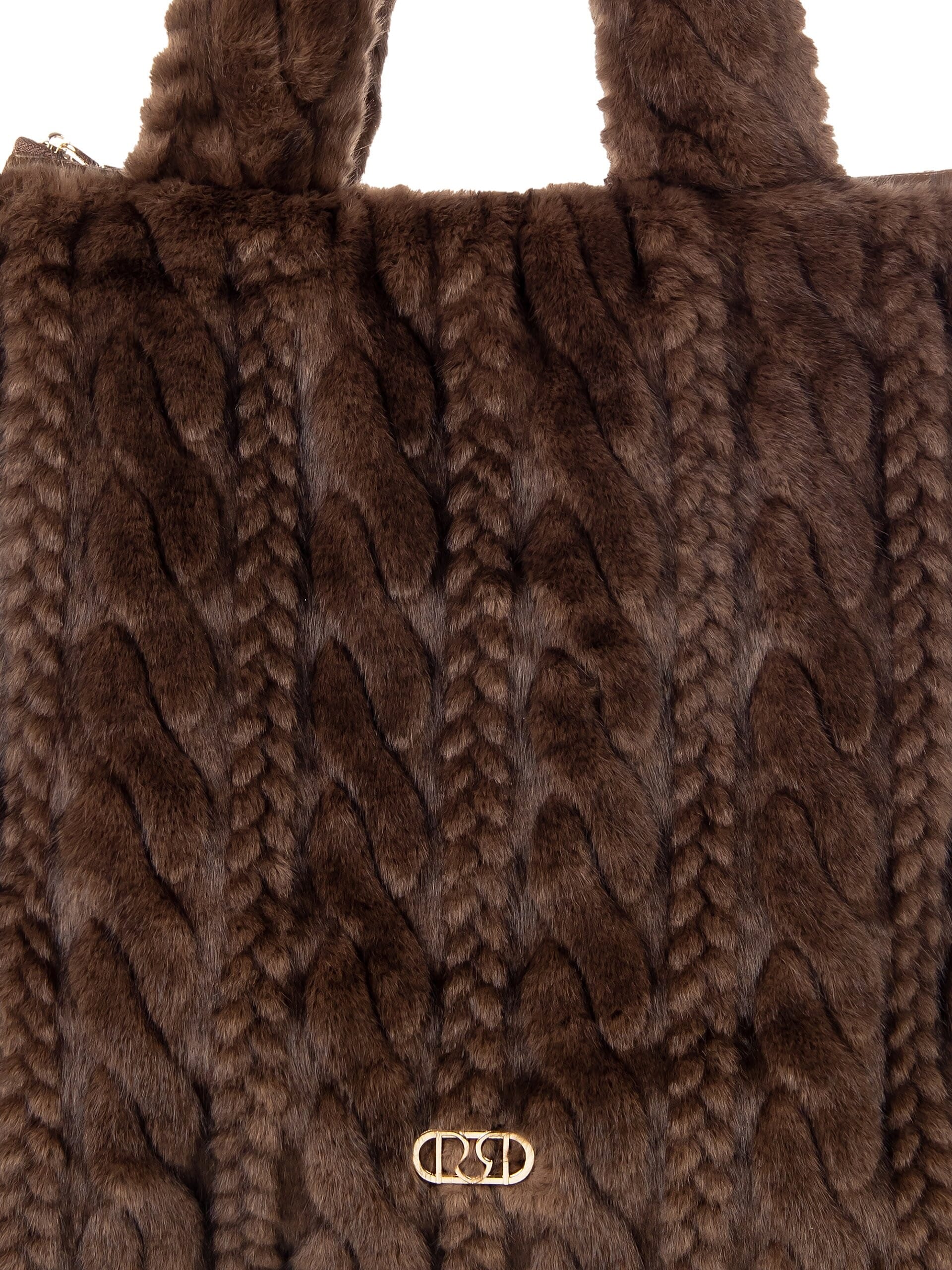 Borsa Shopper In Pelliccia Sintetica Con Tracolla Removibile Rinascimento