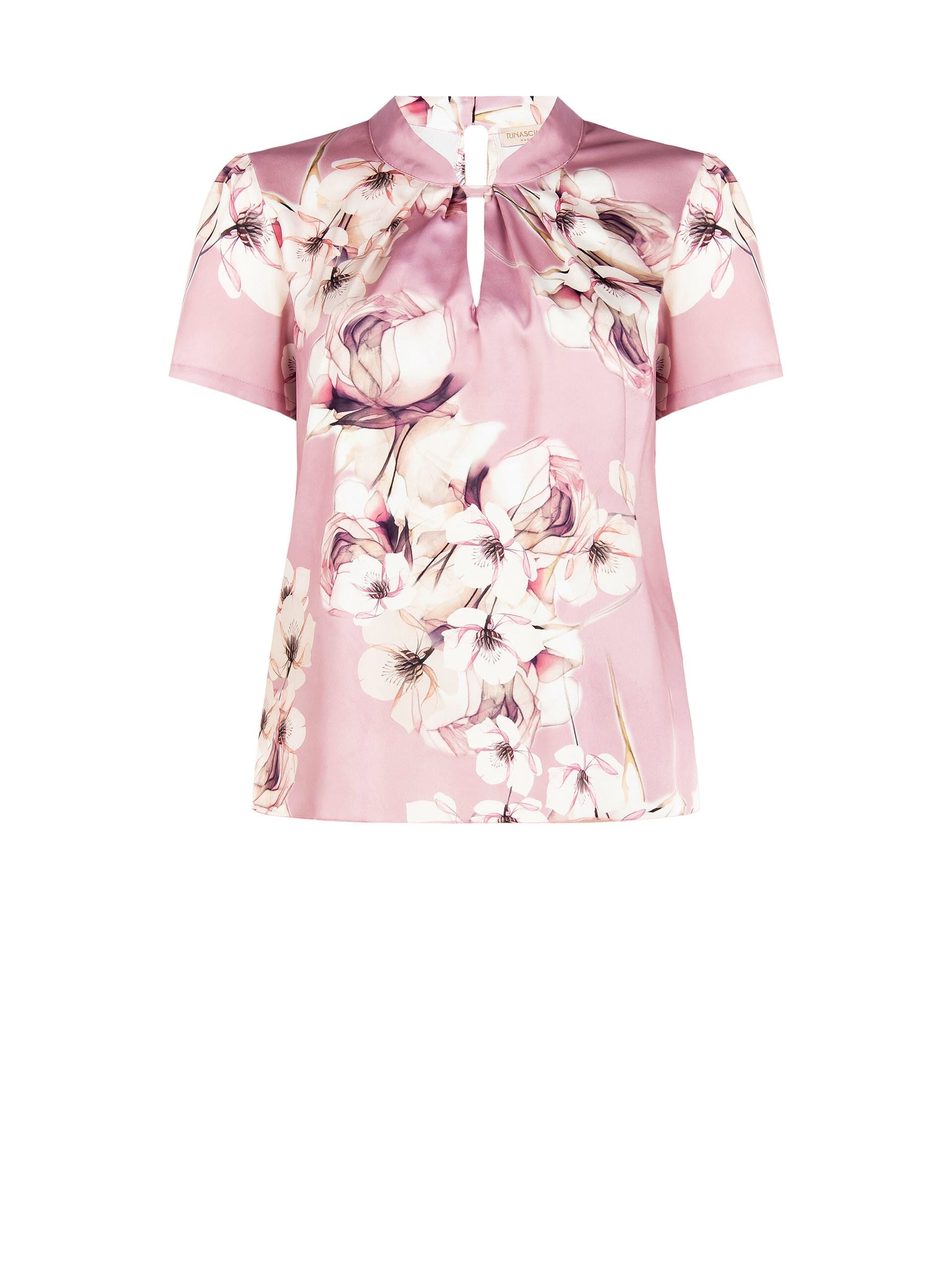 Blouse curviligne en satin floral avec découpe Rinascimento Curvy