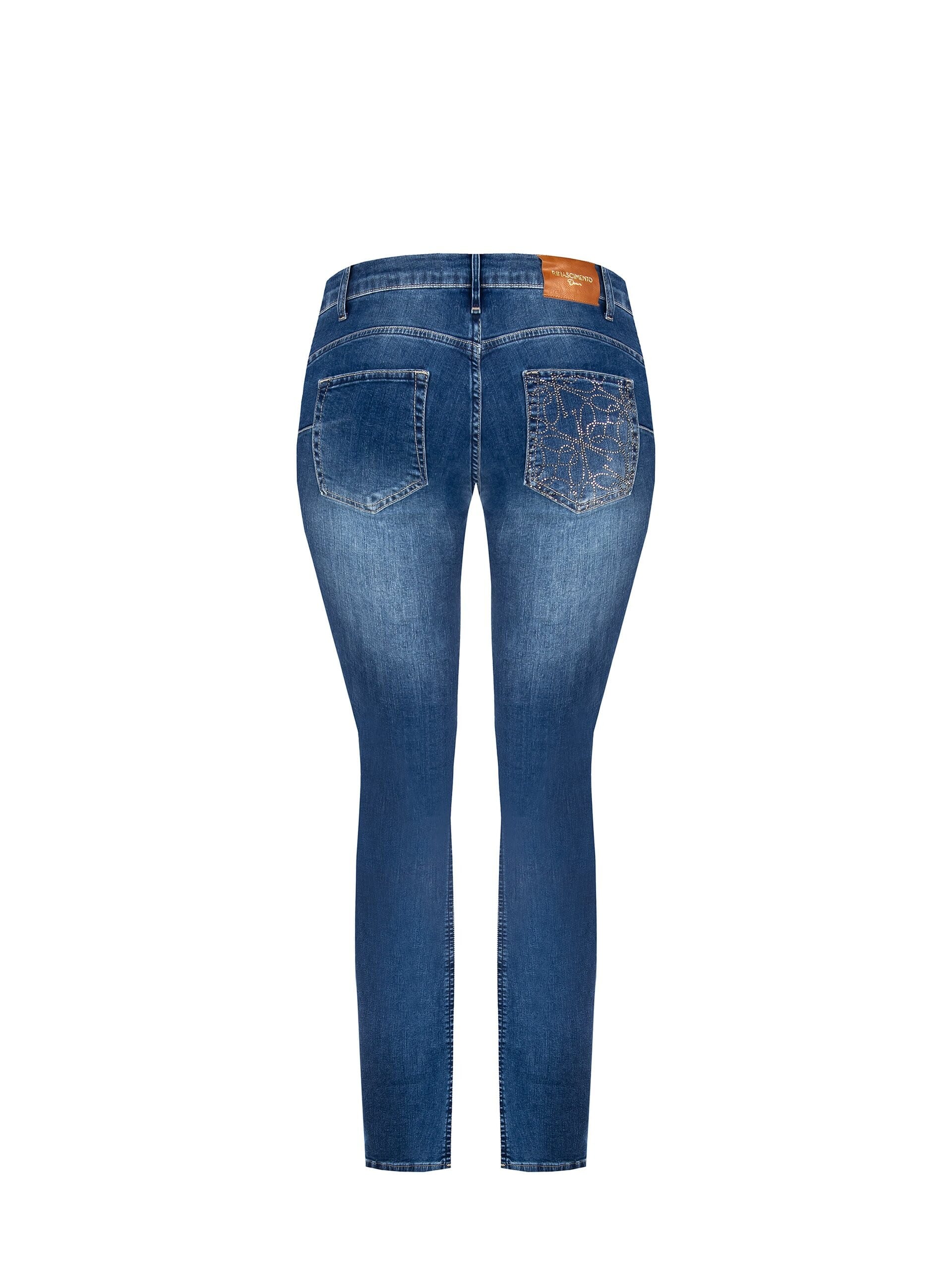 Jeans Flare Curvy Con Strass Sulla Tasca Dietro Rinascimento Curvy