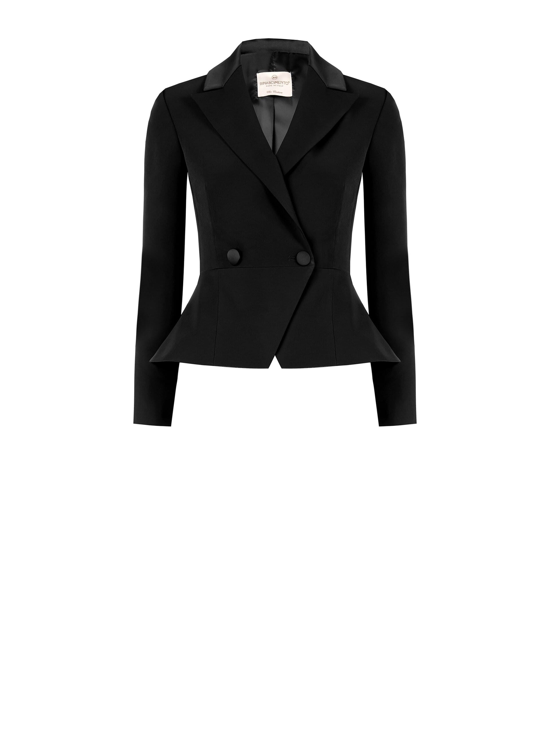 Giacca Blazer Corta In Tessuto Tecnico Con Rever E Bottoni In Raso Rinascimento