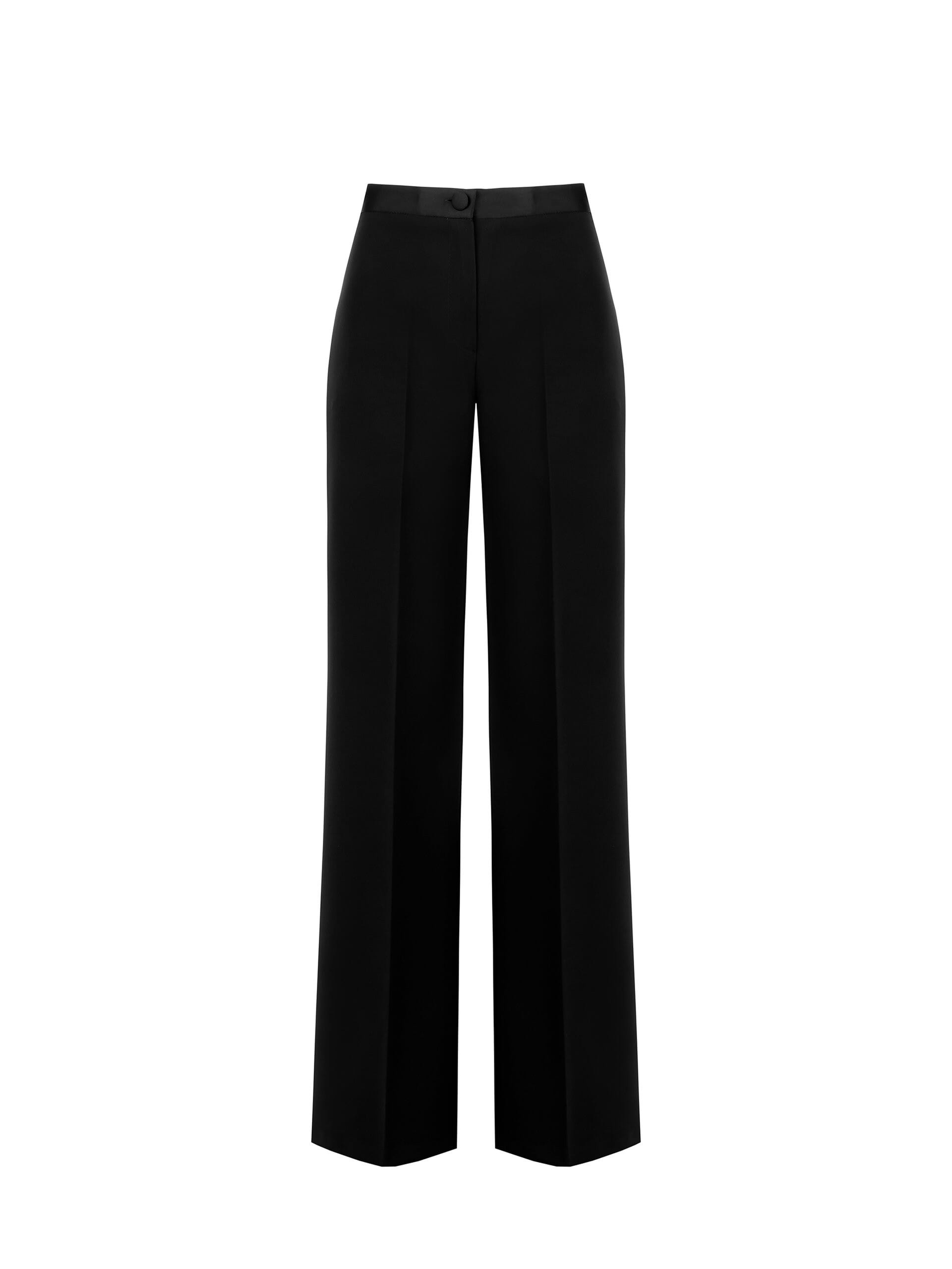 Pantaloni Palazzo In Tessuto Bi-Stretch Con Vita In Raso Rinascimento