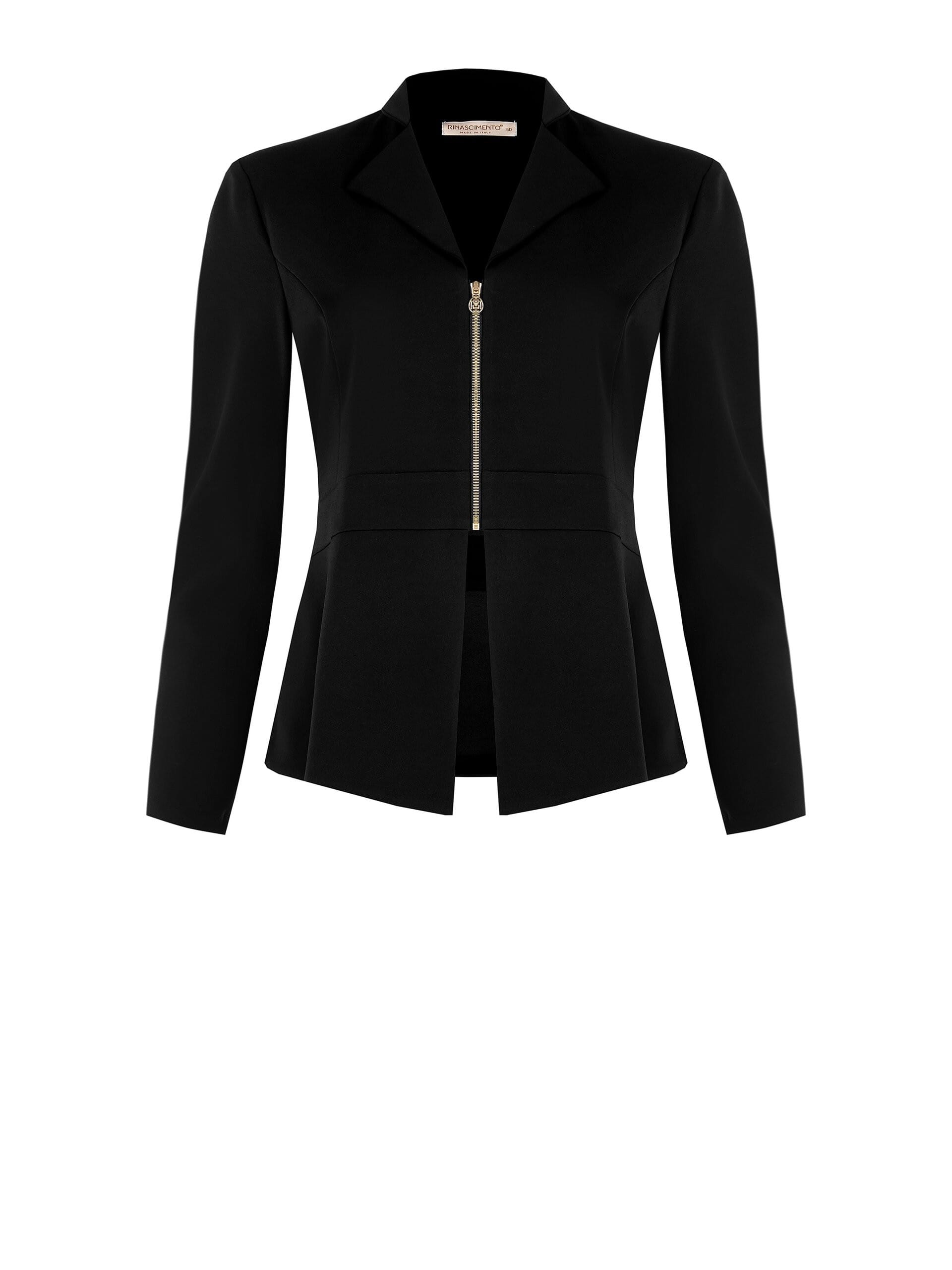 Rinascimento Curvy Slim Fit Scuba Crepe Jacket With Zip And Epaulettes