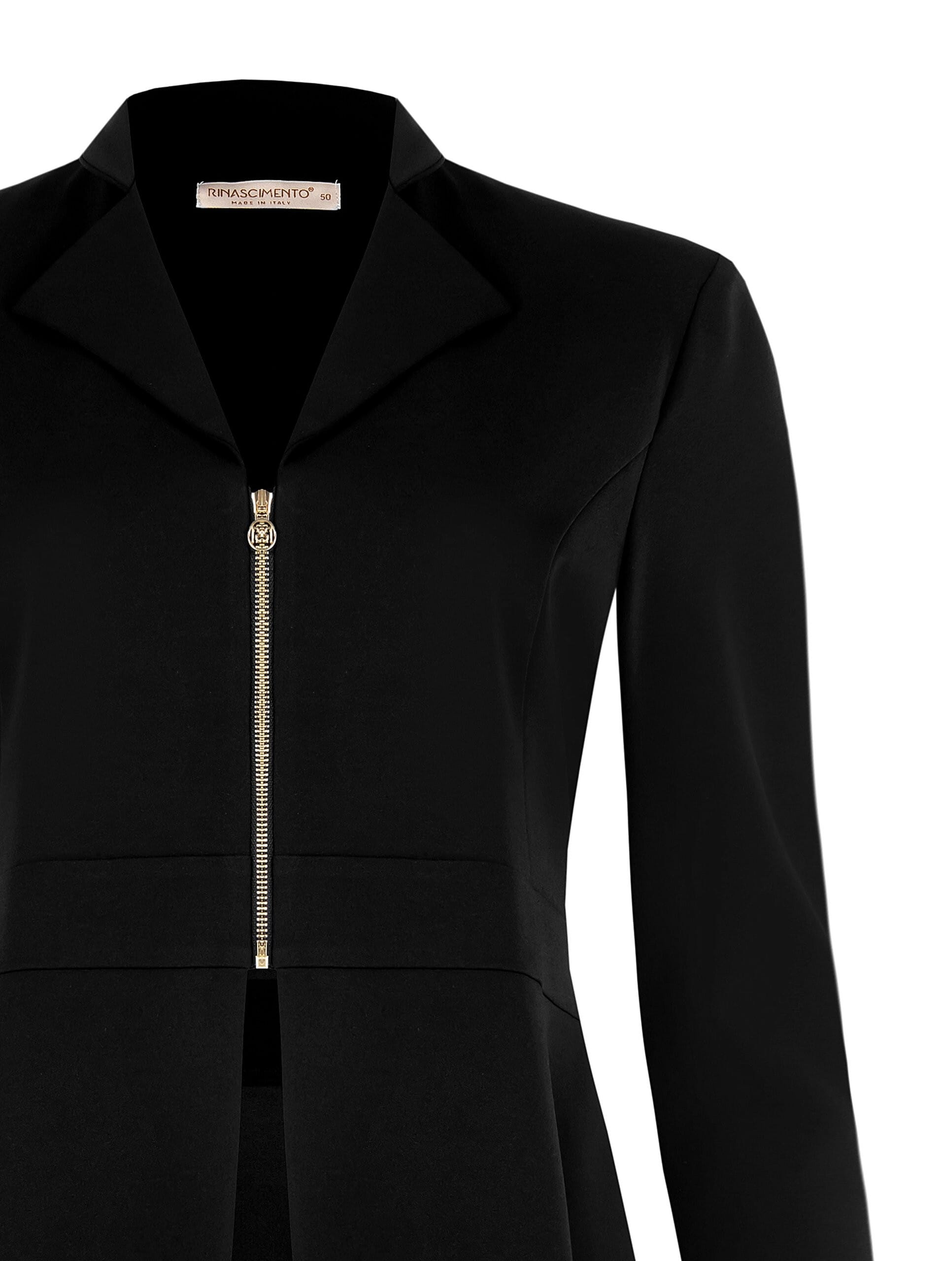 Rinascimento Curvy Slim Fit Scuba Crepe Jacket With Zip And Epaulettes