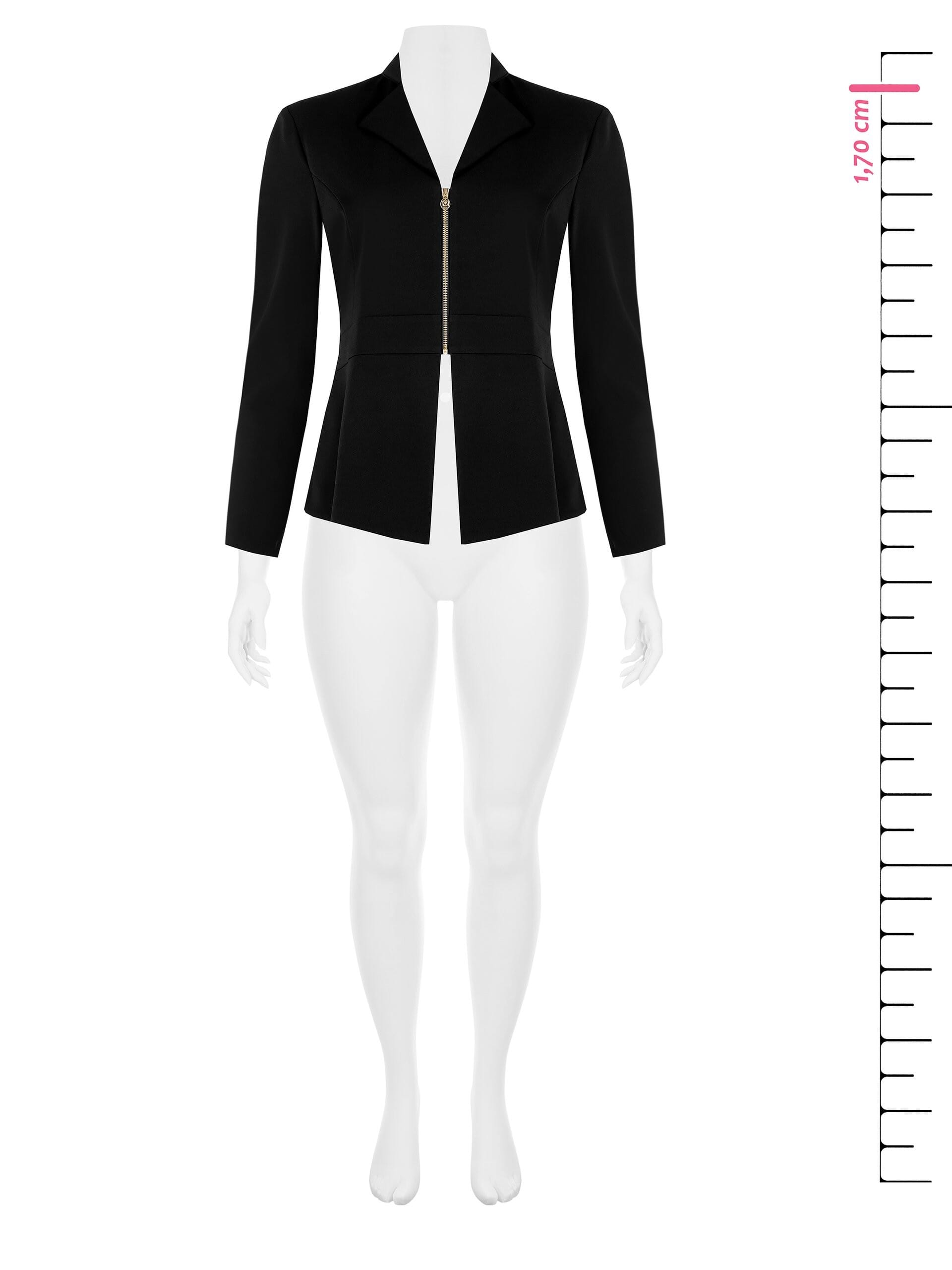 Rinascimento Curvy Slim Fit Scuba Crepe Jacket With Zip And Epaulettes