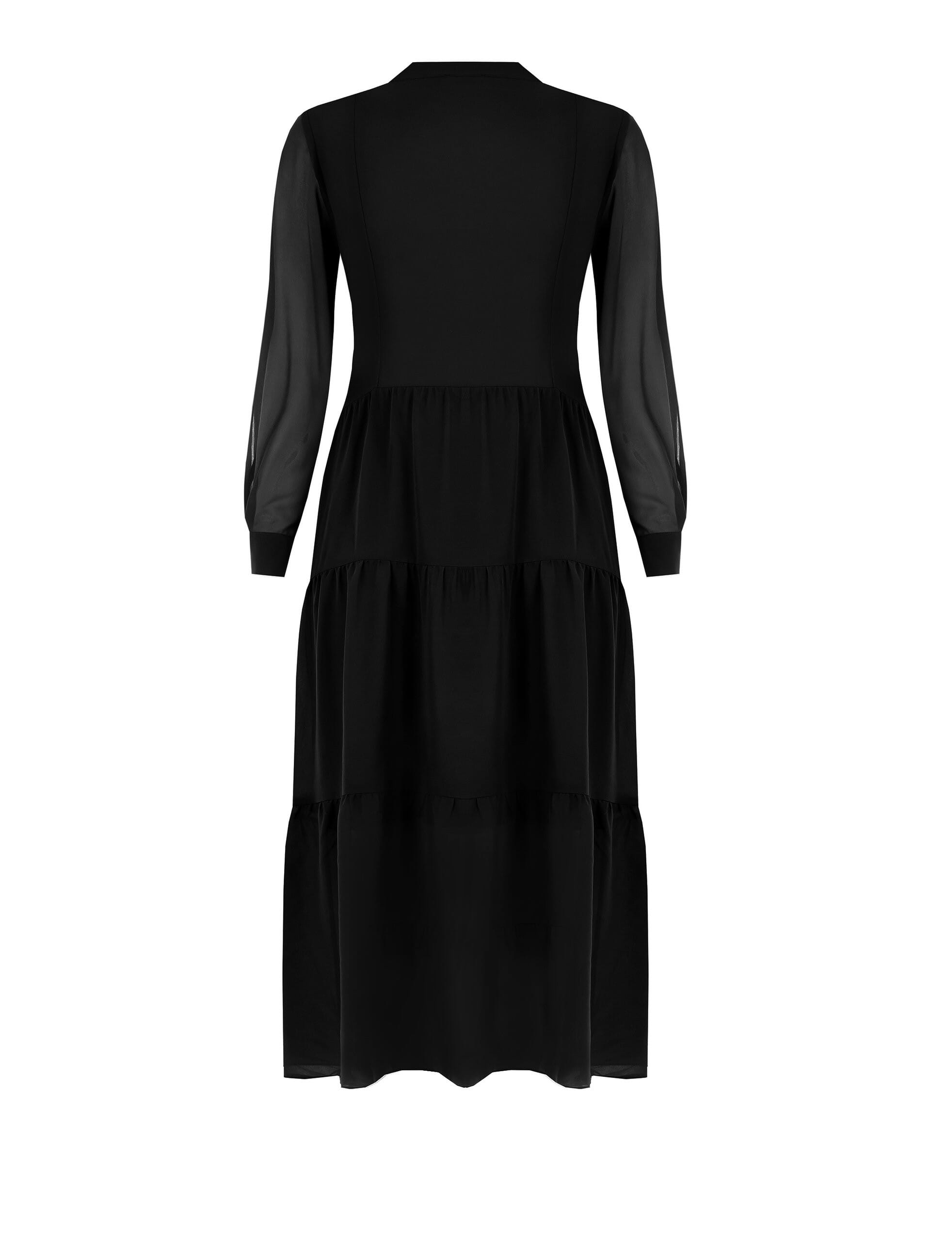 Abito Lungo Curvy A Balze In Georgette Con Catena E Ciondoli Rinascimento Curvy