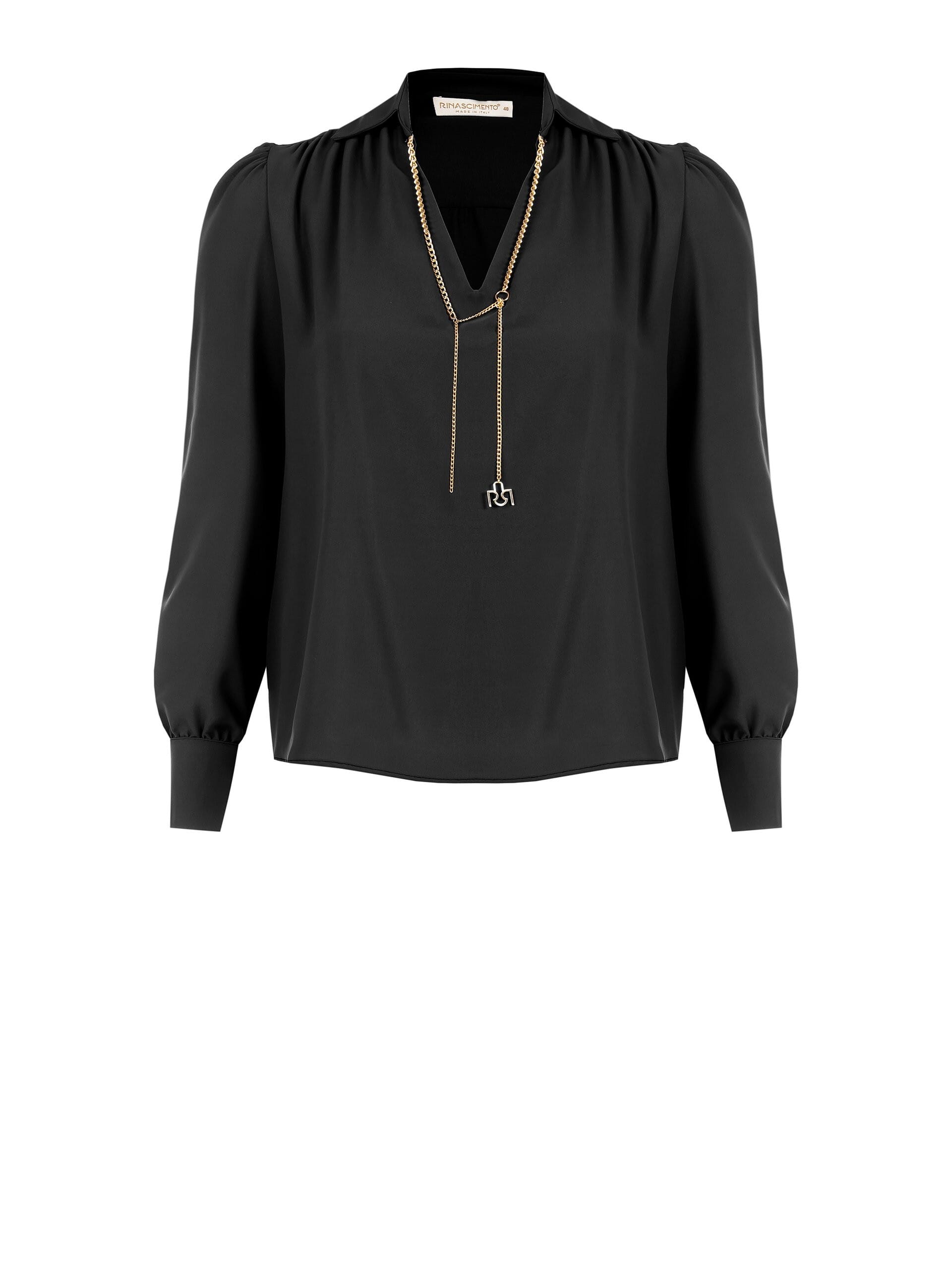 Chemise Curvy en satin avec col en V et détails en chaîne Rinascimento Curvy