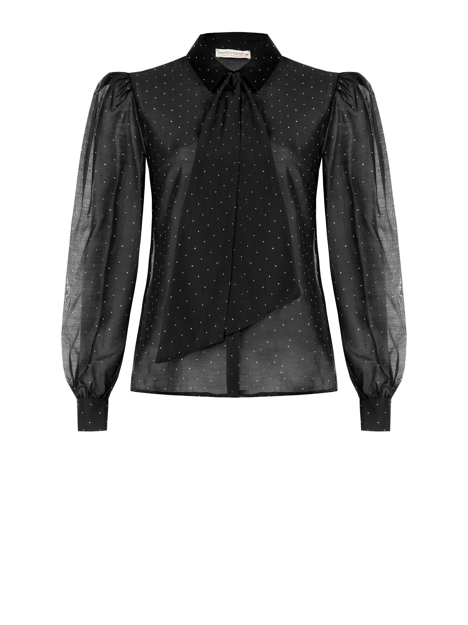 Camicia Curvy Ampia In Tessuto Semitrasparente Ricoperto Di Strass Rinascimento Curvy