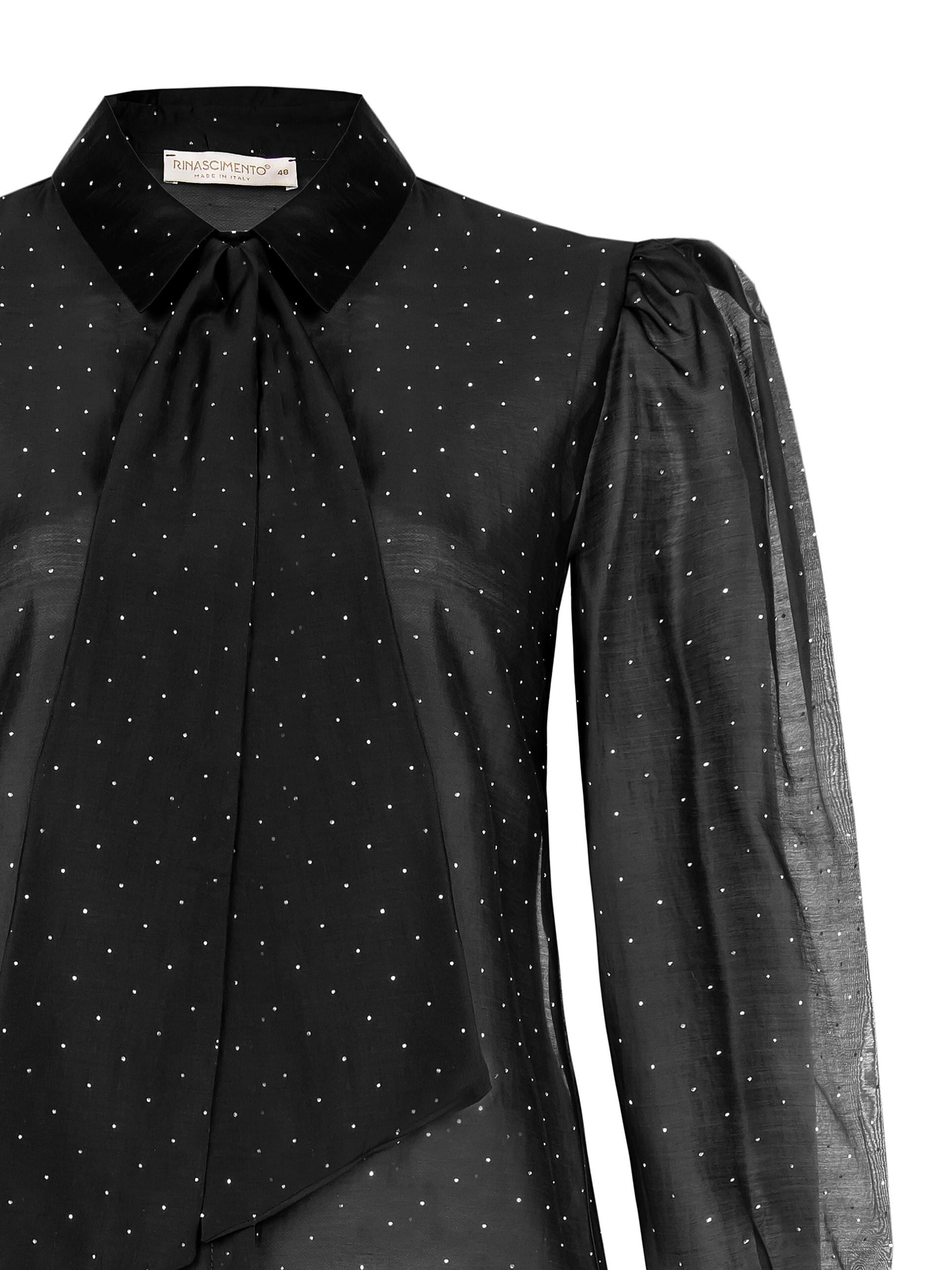 Camicia Curvy Ampia In Tessuto Semitrasparente Ricoperto Di Strass Rinascimento Curvy