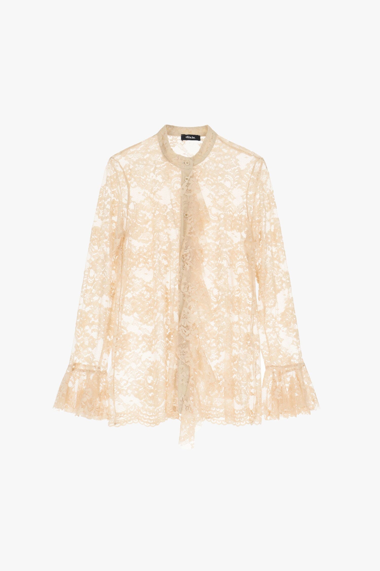 Chemise en dentelle avec col coréen et manches longues Dixie