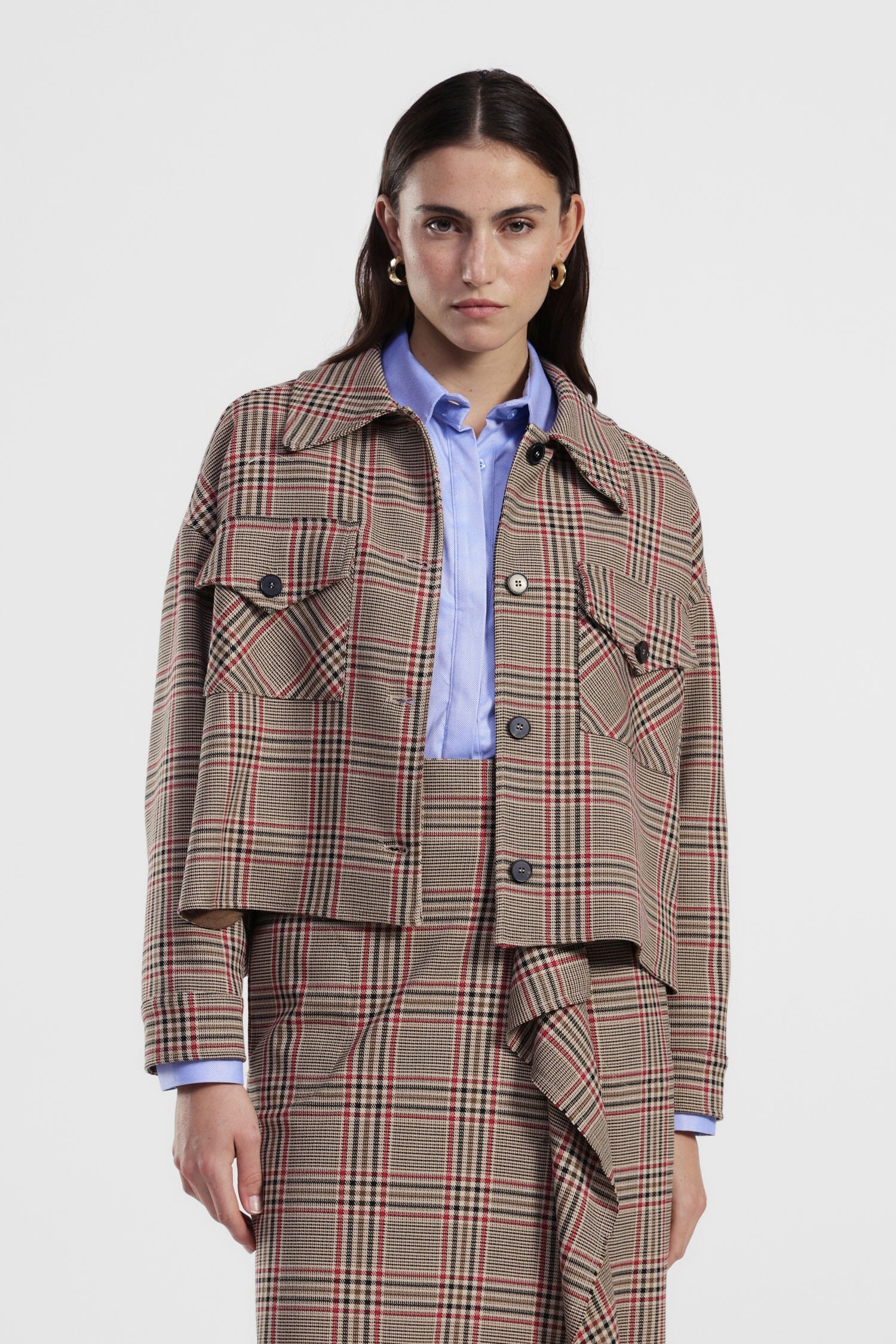 Veste-chemise à carreaux avec poches avant et boutons Dixie