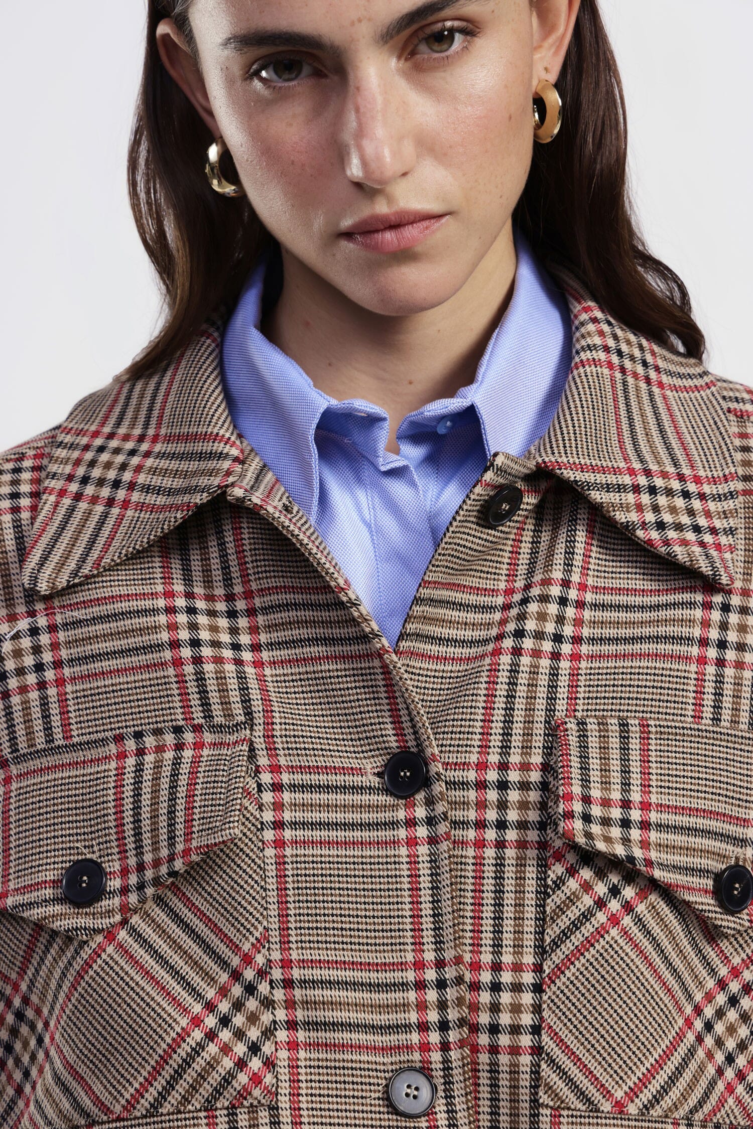 Veste-chemise à carreaux avec poches avant et boutons Dixie